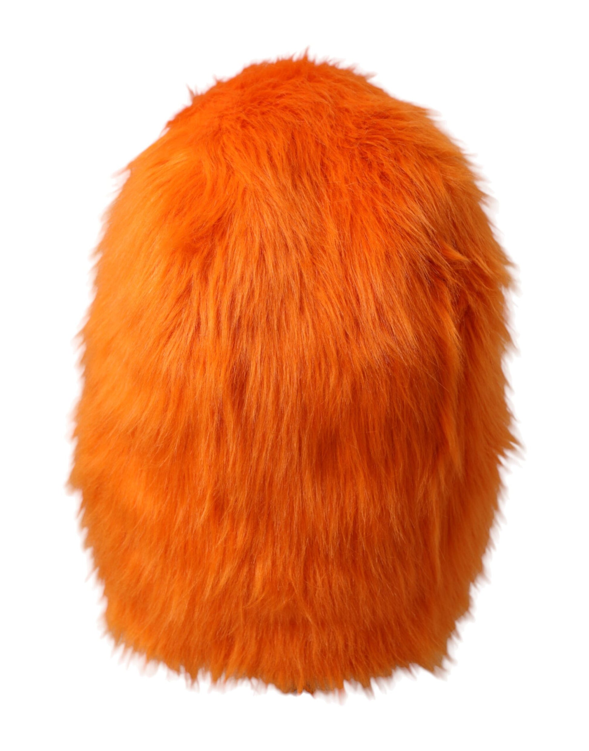 Dolce & Gabbana Orange Faux Fur Whole Head Wrap Hat Curated Luxury Accessories by Orvyn