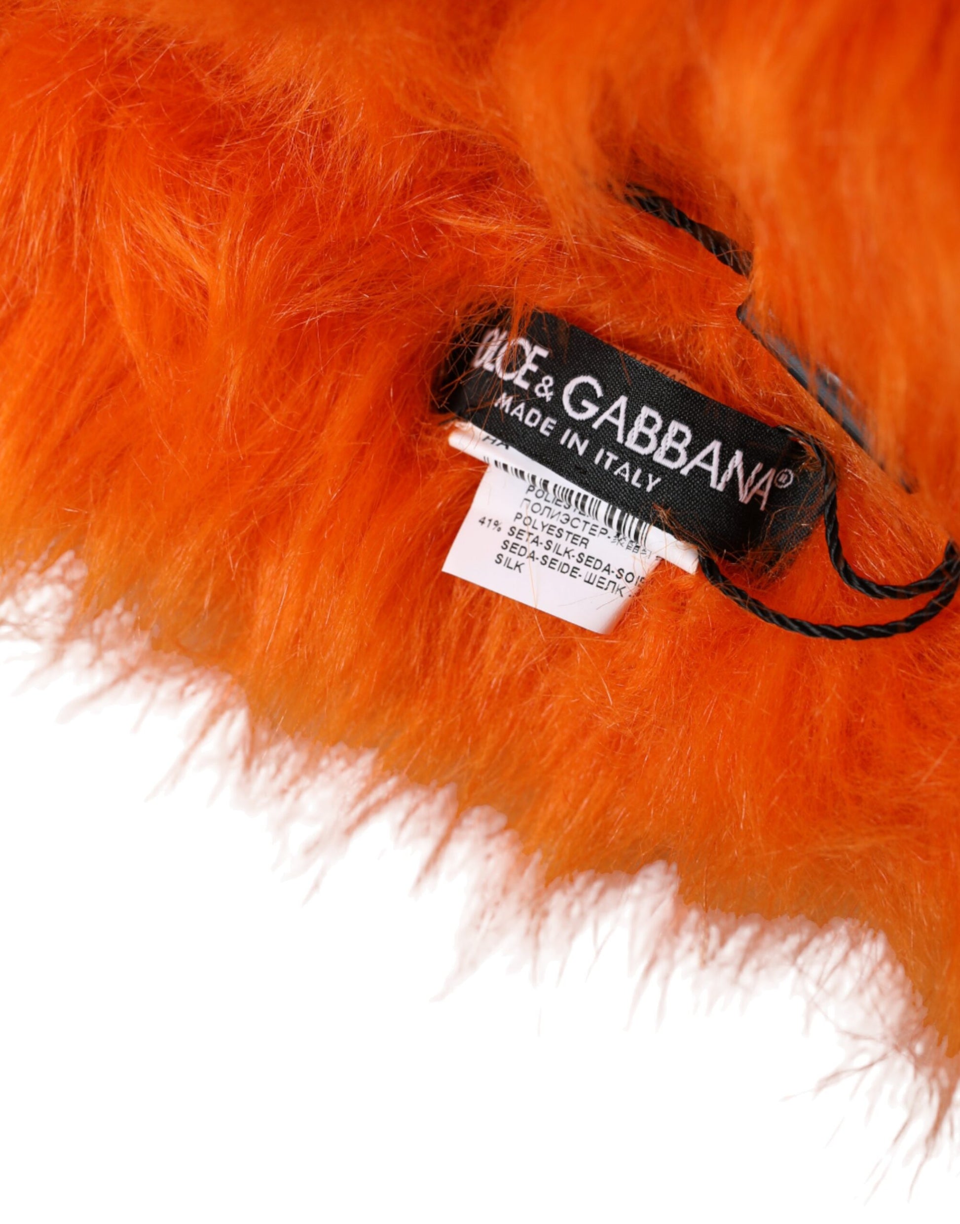 Dolce & Gabbana Orange Faux Fur Whole Head Wrap Hat Curated Luxury Accessories by Orvyn
