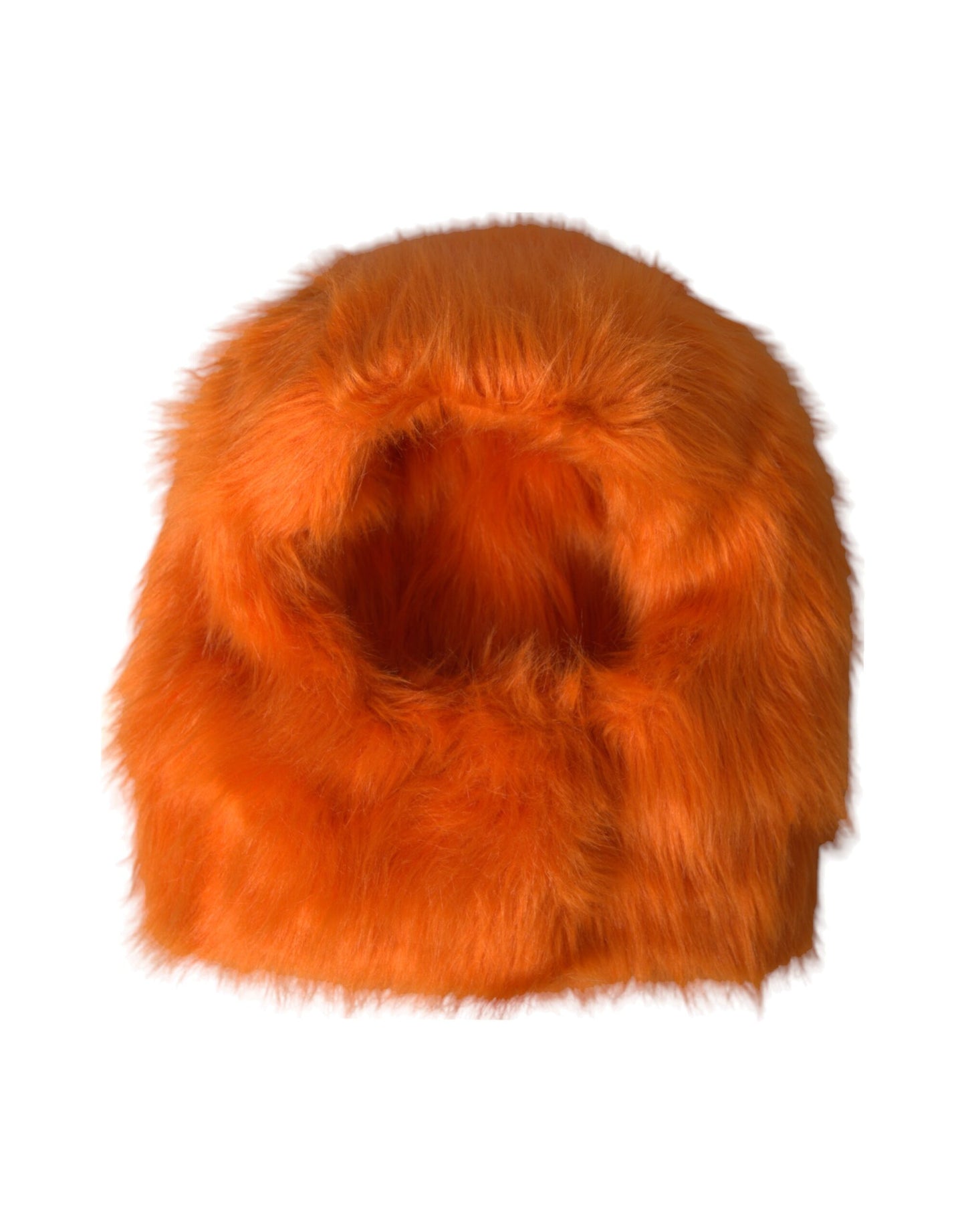 Dolce & Gabbana Orange Faux Fur Whole Head Wrap Hat Curated Luxury Accessories by Orvyn