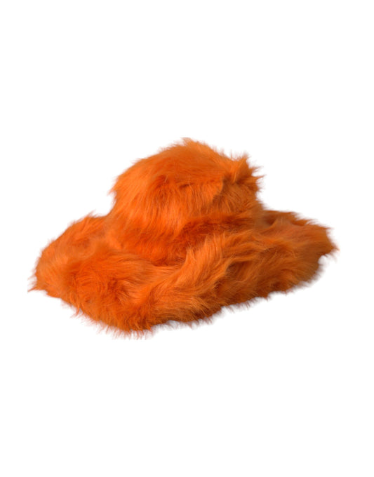 Dolce & Gabbana Orange Faux Fur Polyester Fedora Hat Curated Luxury Accessories by Orvyn