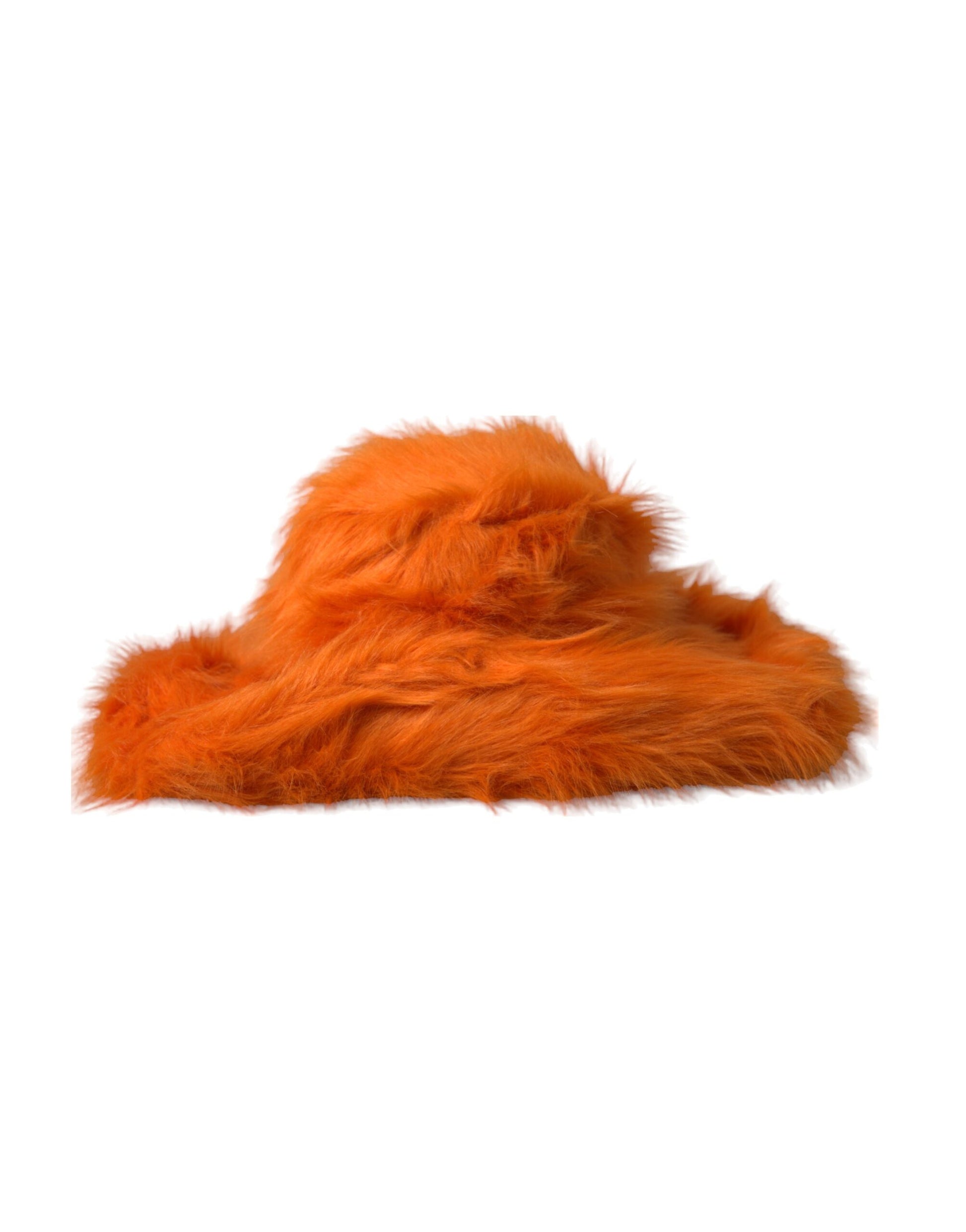 Dolce & Gabbana Orange Faux Fur Polyester Fedora Hat Curated Luxury Accessories by Orvyn