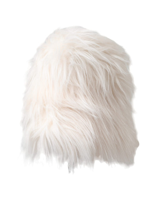 Dolce & Gabbana White Acrylic Fur Womens Bucket Hat Curated Luxury Accessories by Orvyn