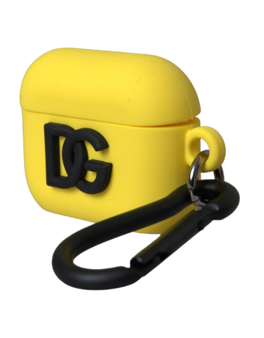 Dolce & Gabbana Yellow Silicone Logo Embossed Airpods Case Curated Luxury Accessories by Orvyn