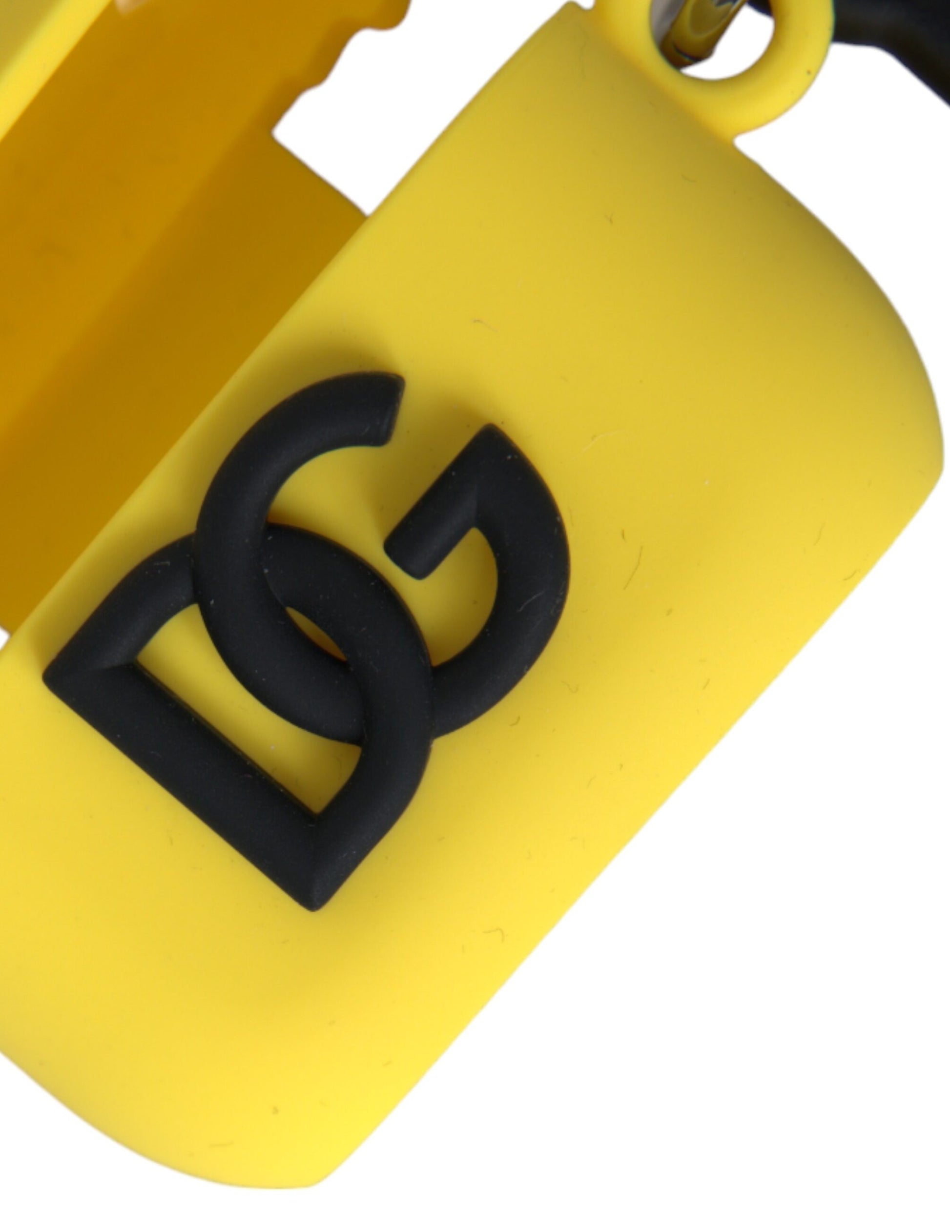 Dolce & Gabbana Yellow Silicone Logo Embossed Airpods Case Curated Luxury Accessories by Orvyn