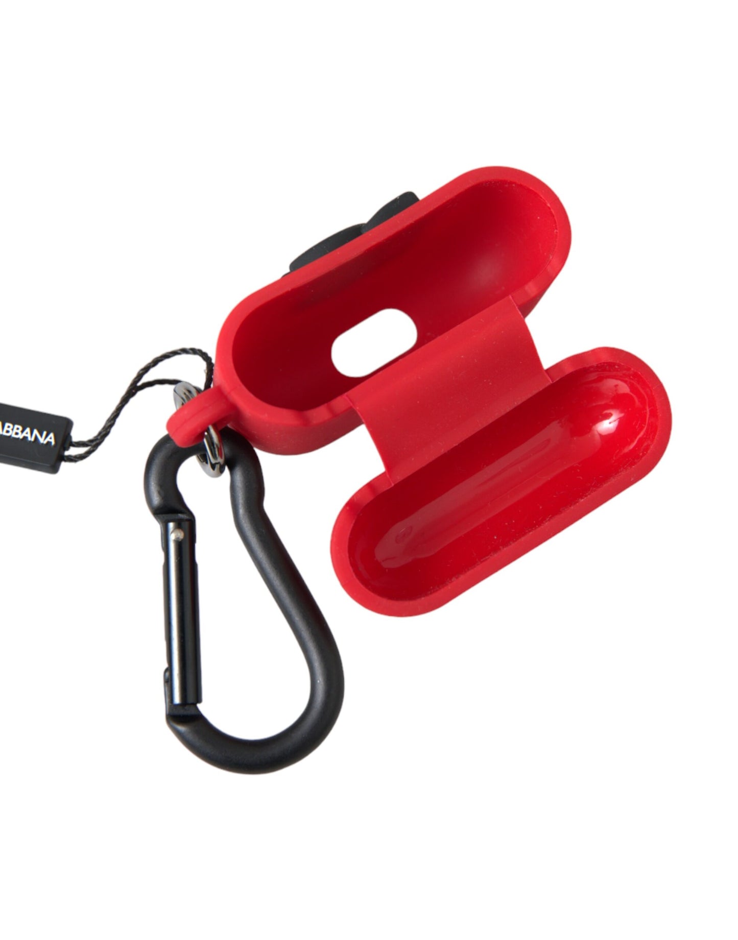Dolce & Gabbana Red Silicone Rubber Logo Embossed Airpods Case Curated Luxury Accessories by Orvyn