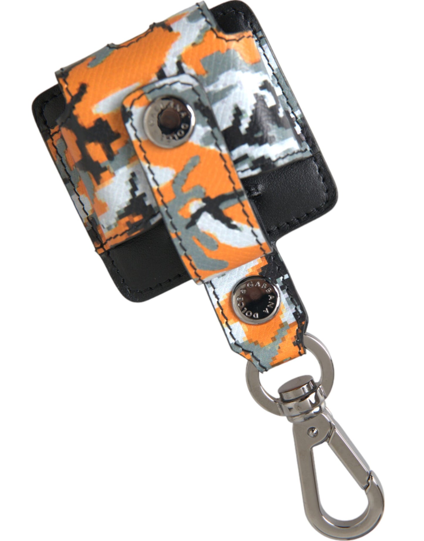 Dolce & Gabbana Multicolor Camouflage Print Leather Metal Airpods Case Curated Luxury Accessories by Orvyn