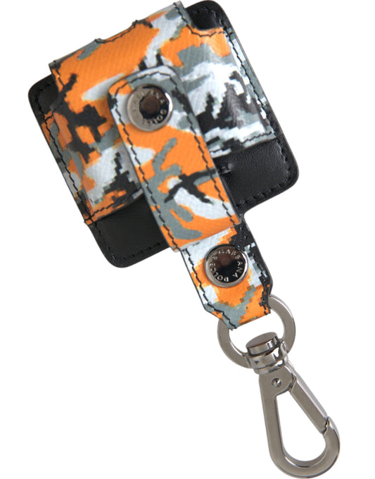 Dolce & Gabbana Multicolor Camouflage Print Leather Metal Airpods Case Curated Luxury Accessories by Orvyn