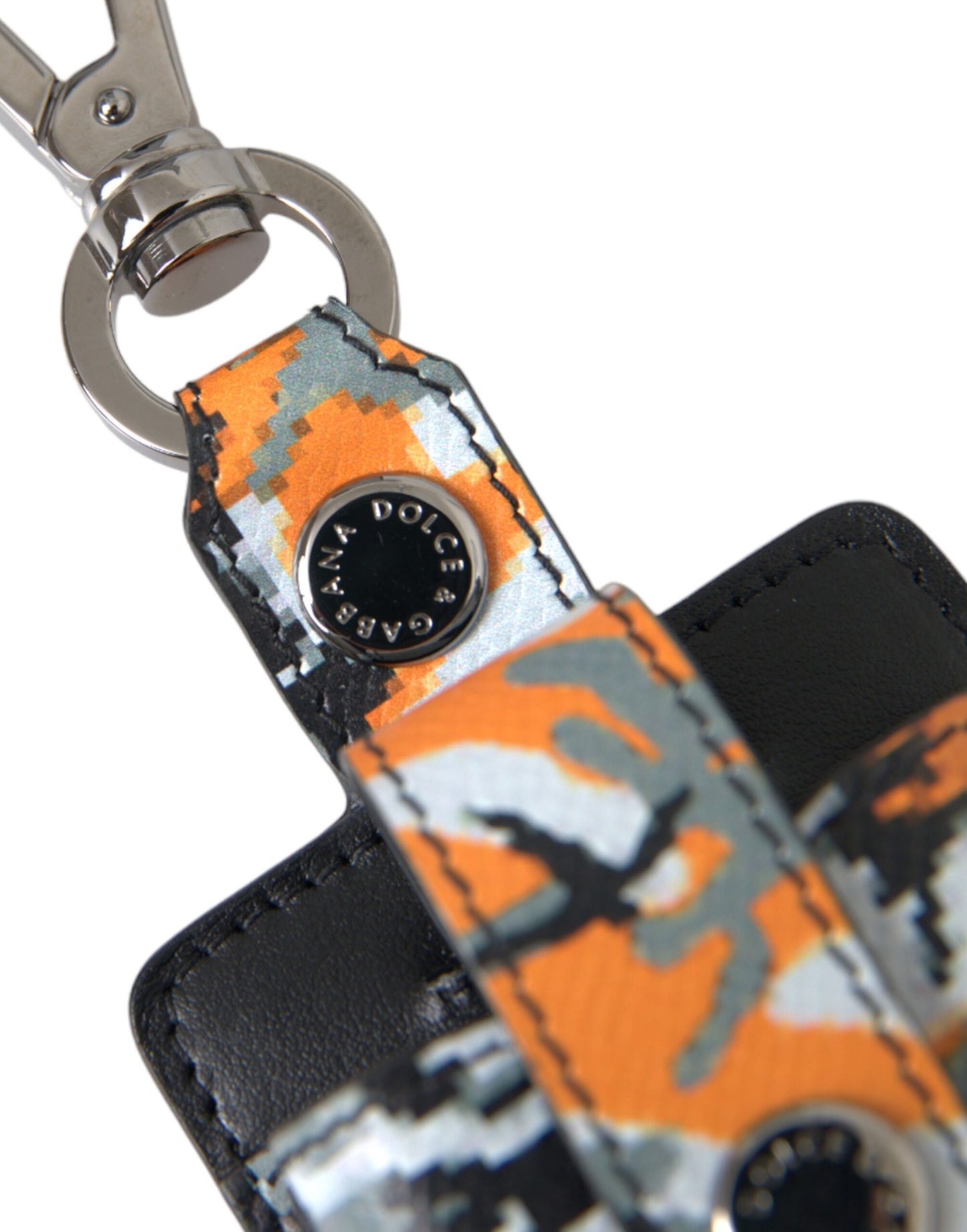 Dolce & Gabbana Multicolor Camouflage Print Leather Metal Airpods Case Curated Luxury Accessories by Orvyn