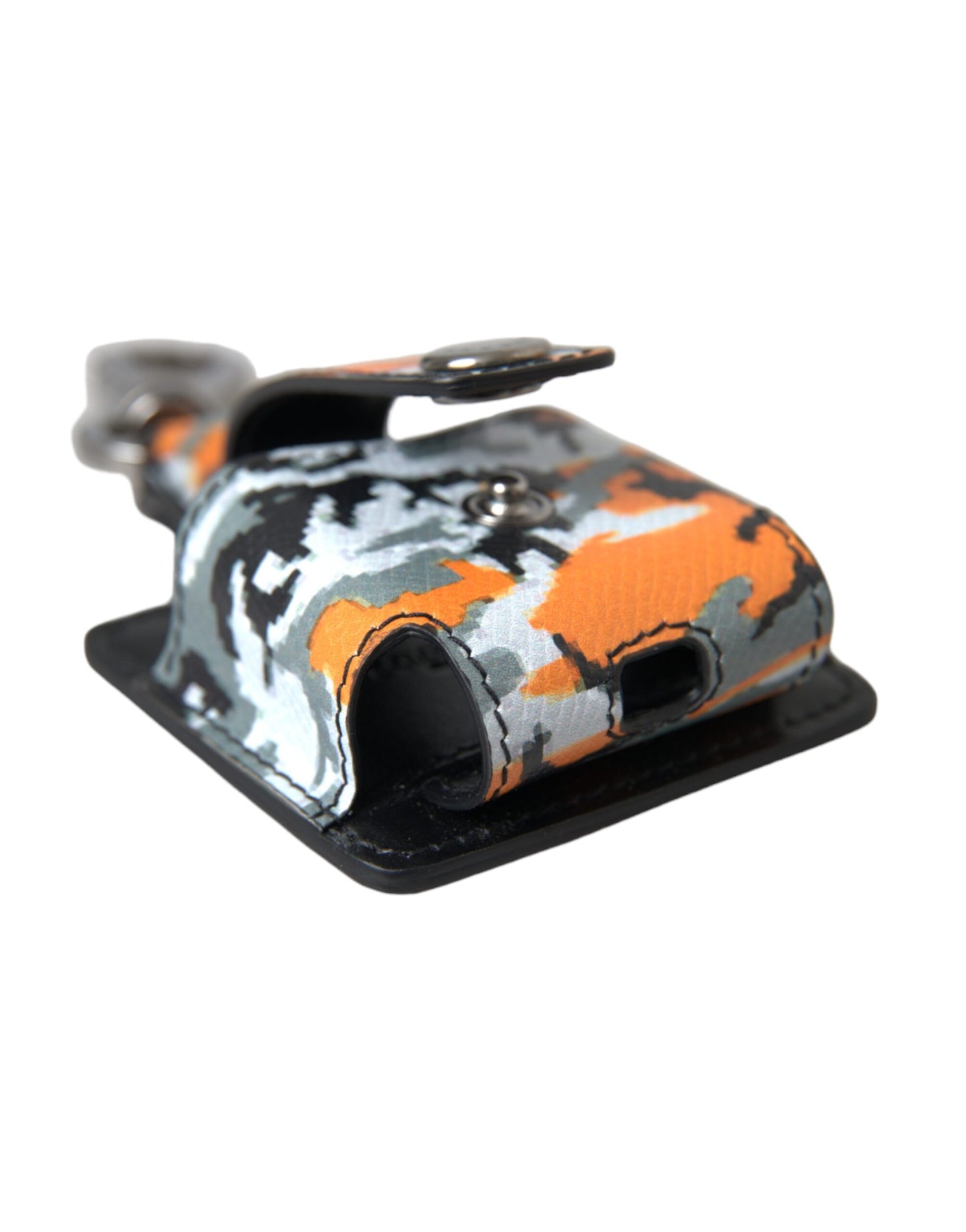 Dolce & Gabbana Multicolor Camouflage Print Leather Metal Airpods Case Curated Luxury Accessories by Orvyn
