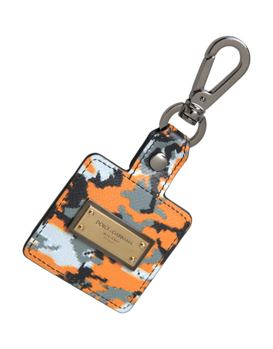 Dolce & Gabbana Multicolor Camouflage Print Leather Logo Metal Airpods Case Curated Luxury Accessories by Orvyn