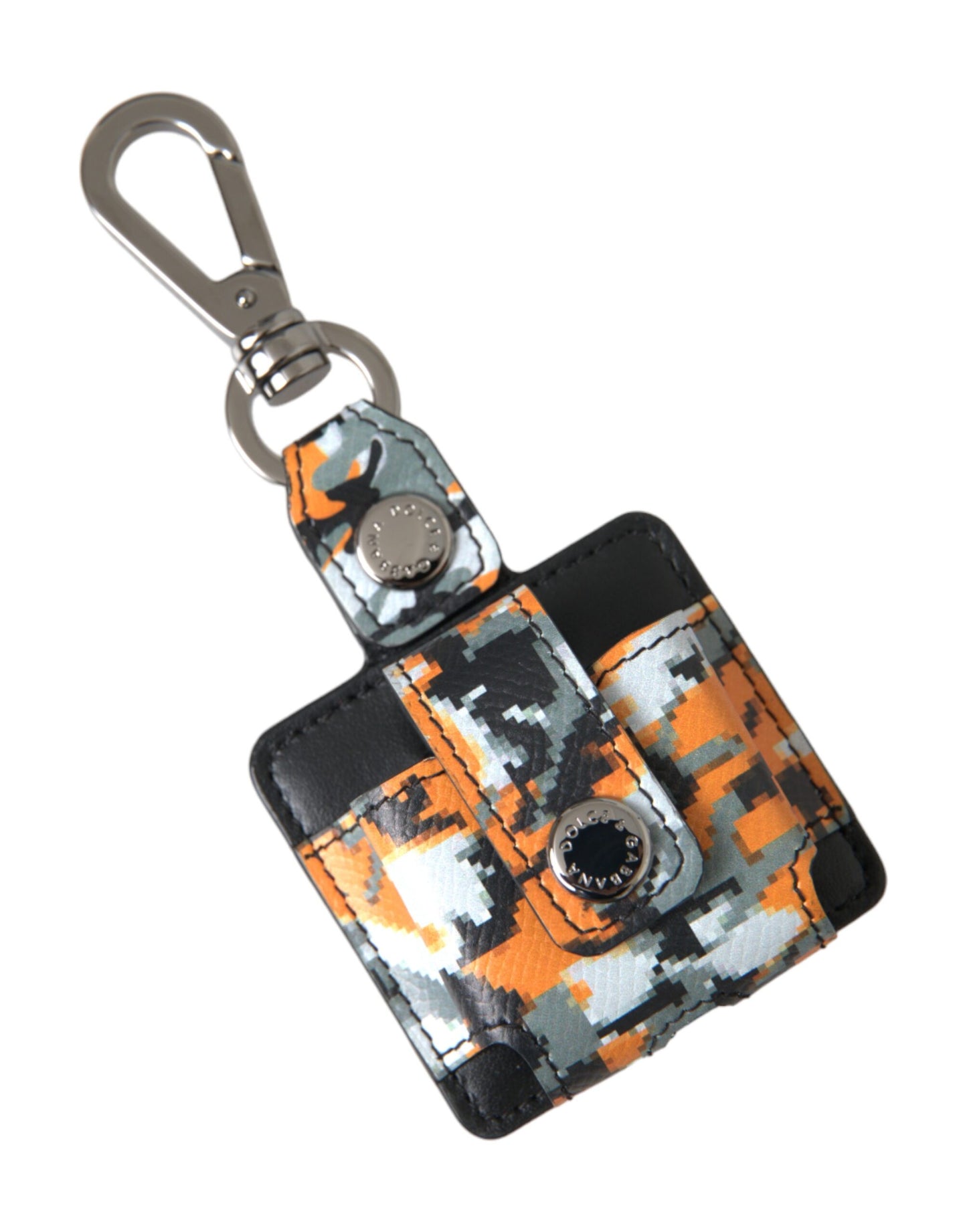 Dolce & Gabbana Multicolor Camouflage Print Leather Logo Metal Airpods Case Curated Luxury Accessories by Orvyn