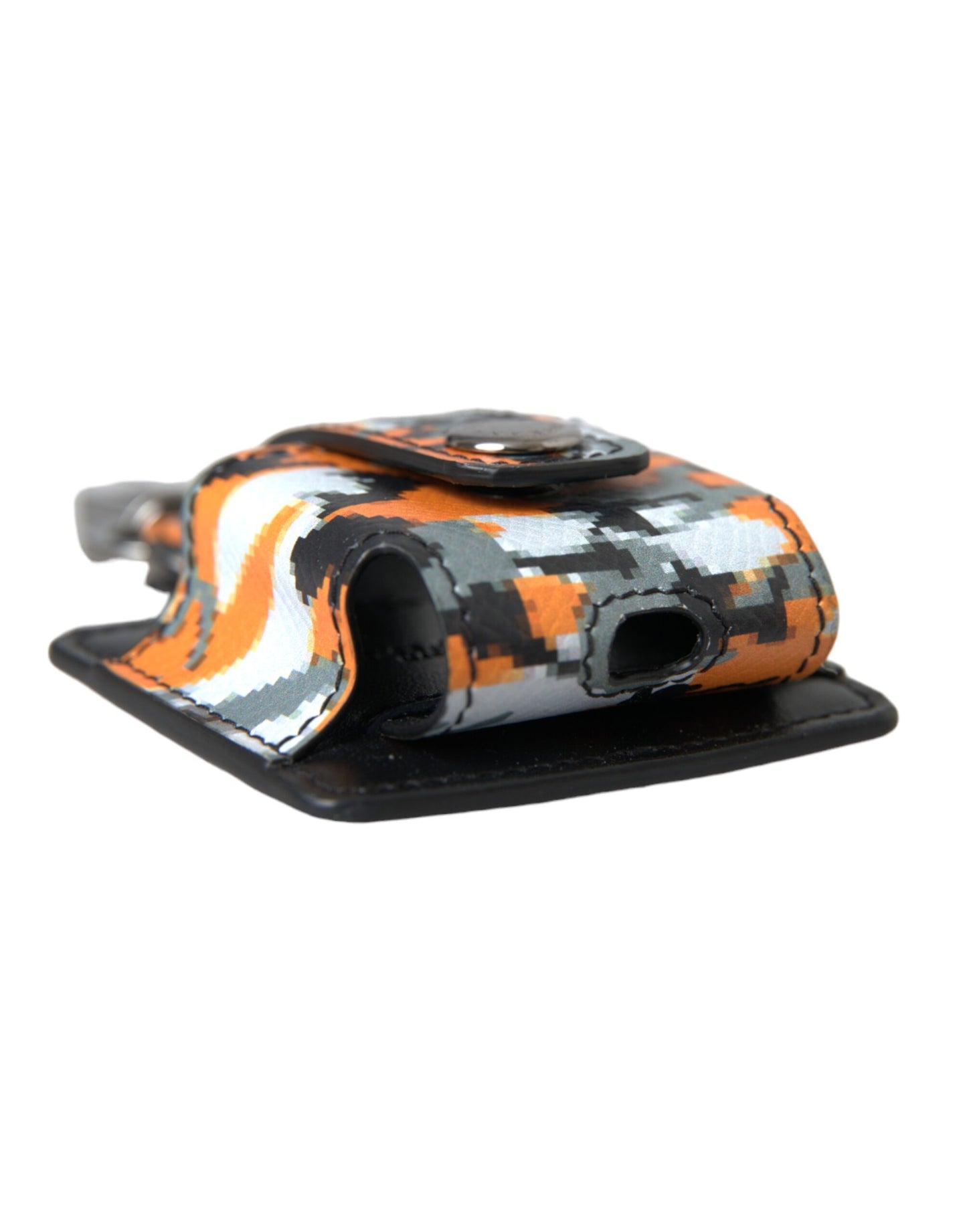 Dolce & Gabbana Multicolor Camouflage Print Leather Logo Metal Airpods Case Curated Luxury Accessories by Orvyn