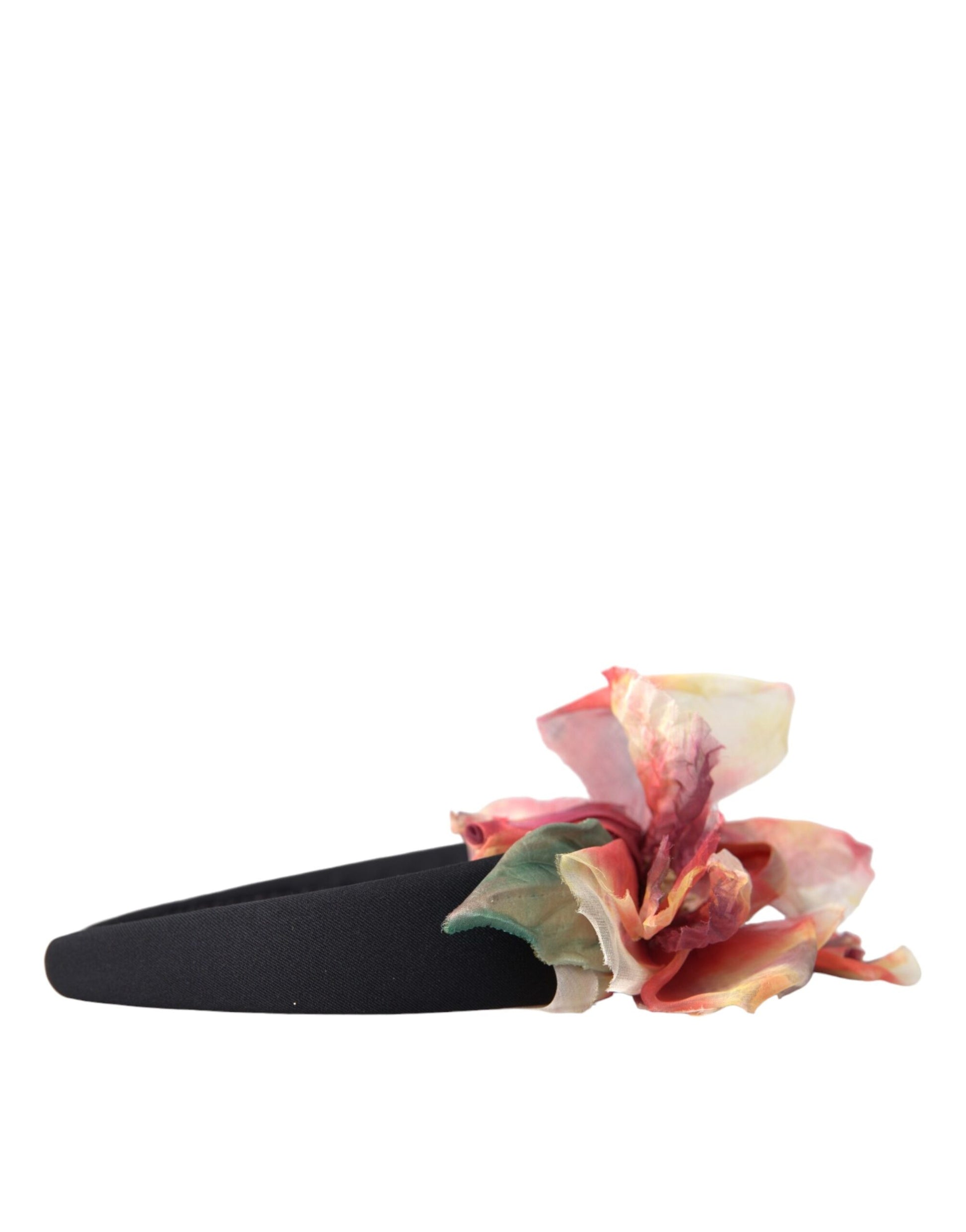 Dolce & Gabbana Rose Pink Silk Floral Black Tiara Women Hairband Diadem Curated Luxury Accessories by Orvyn