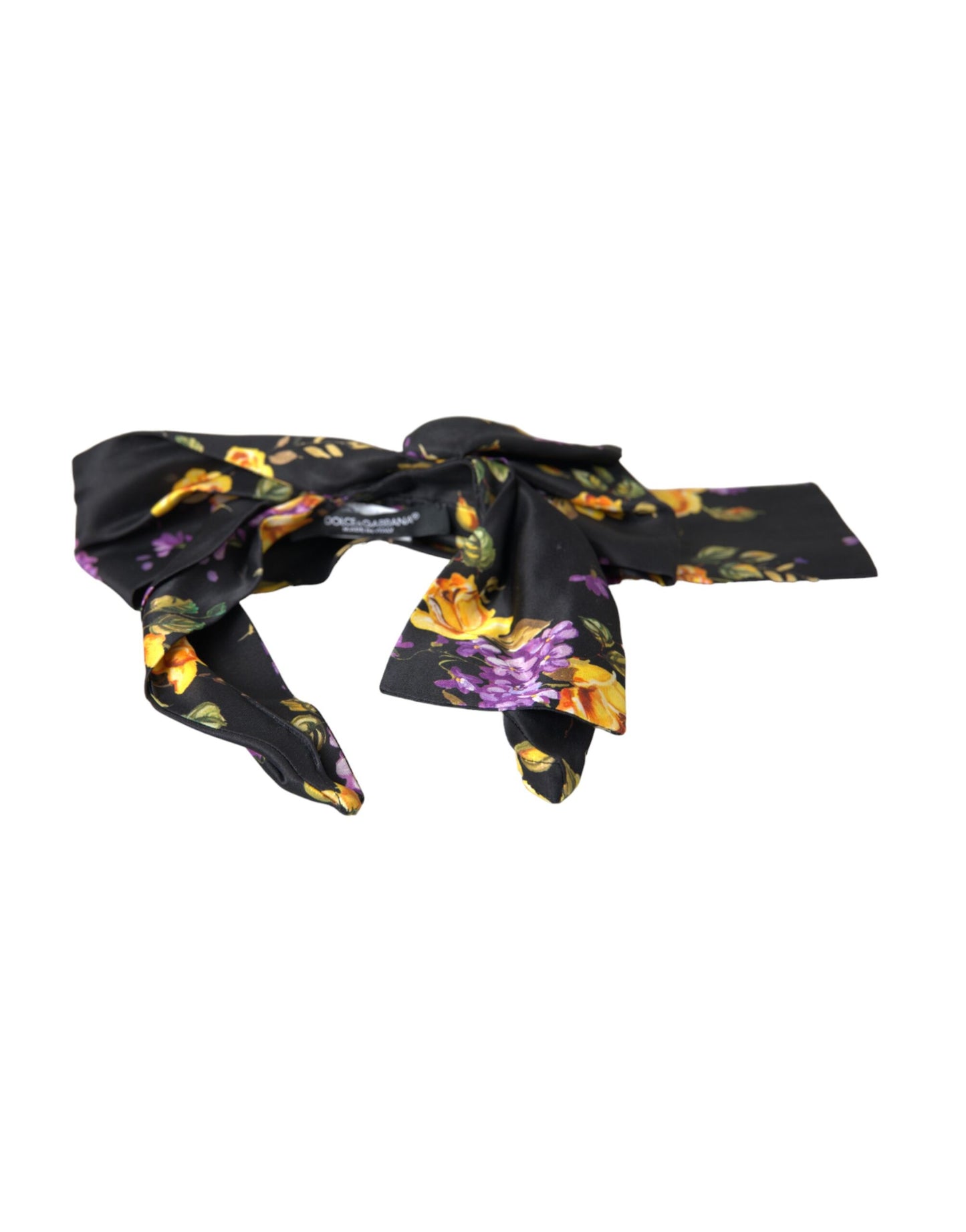 Dolce & Gabbana Black Floral Applique Silk Women Headband Diadem Curated Luxury Accessories by Orvyn