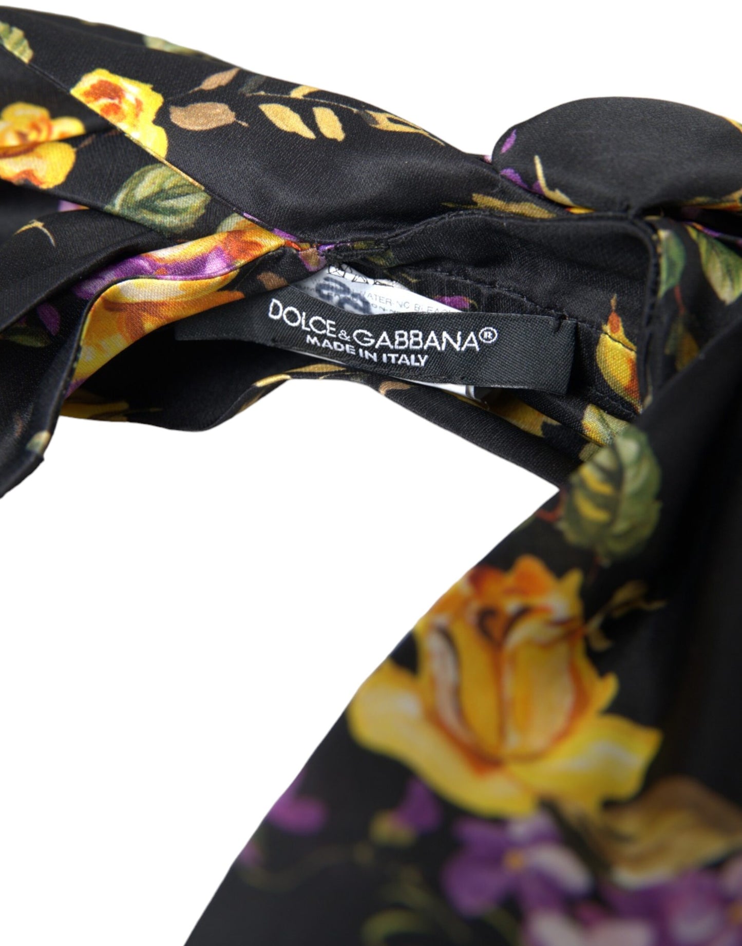 Dolce & Gabbana Black Floral Applique Silk Women Headband Diadem Curated Luxury Accessories by Orvyn