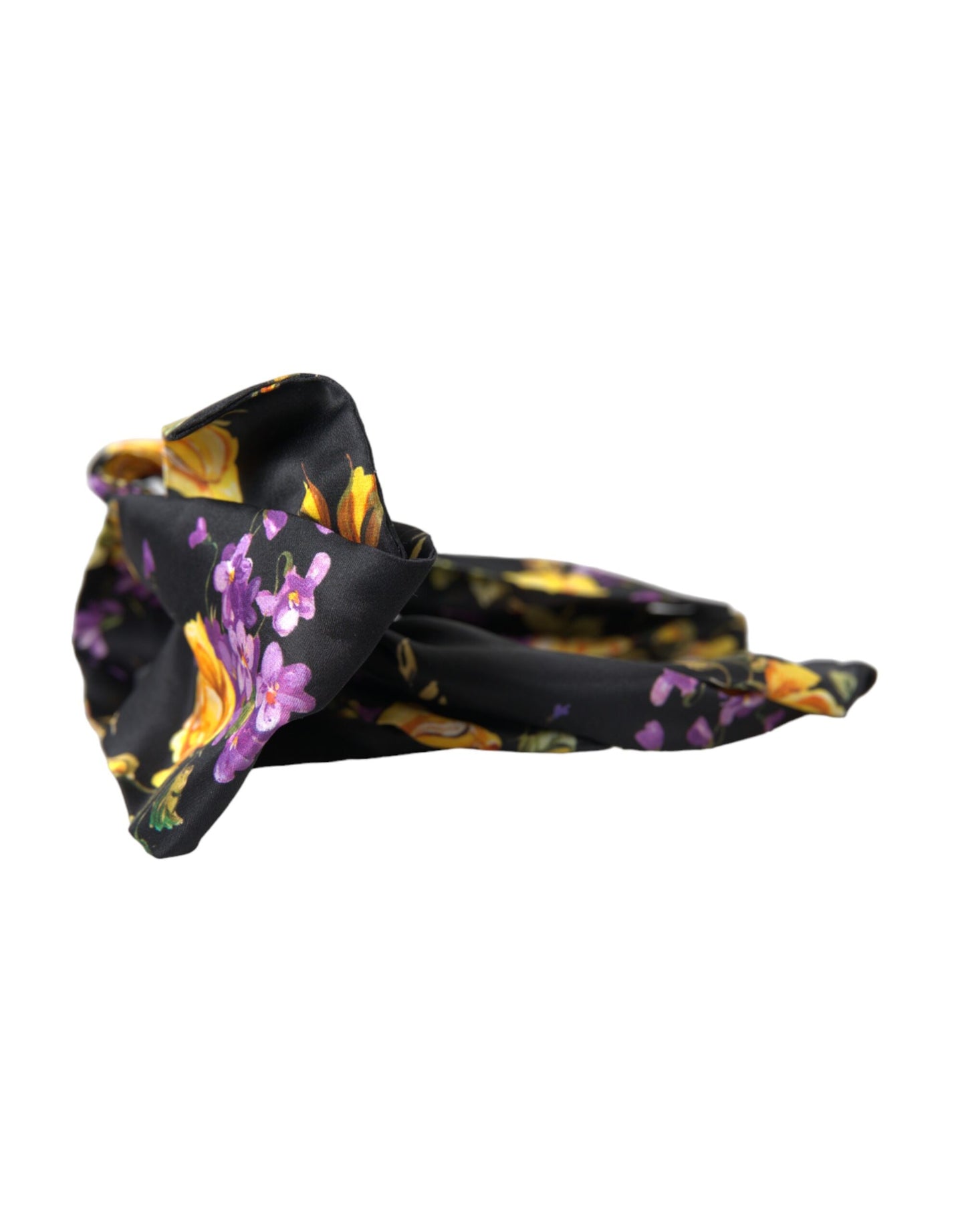 Dolce & Gabbana Black Floral Applique Silk Women Headband Diadem Curated Luxury Accessories by Orvyn