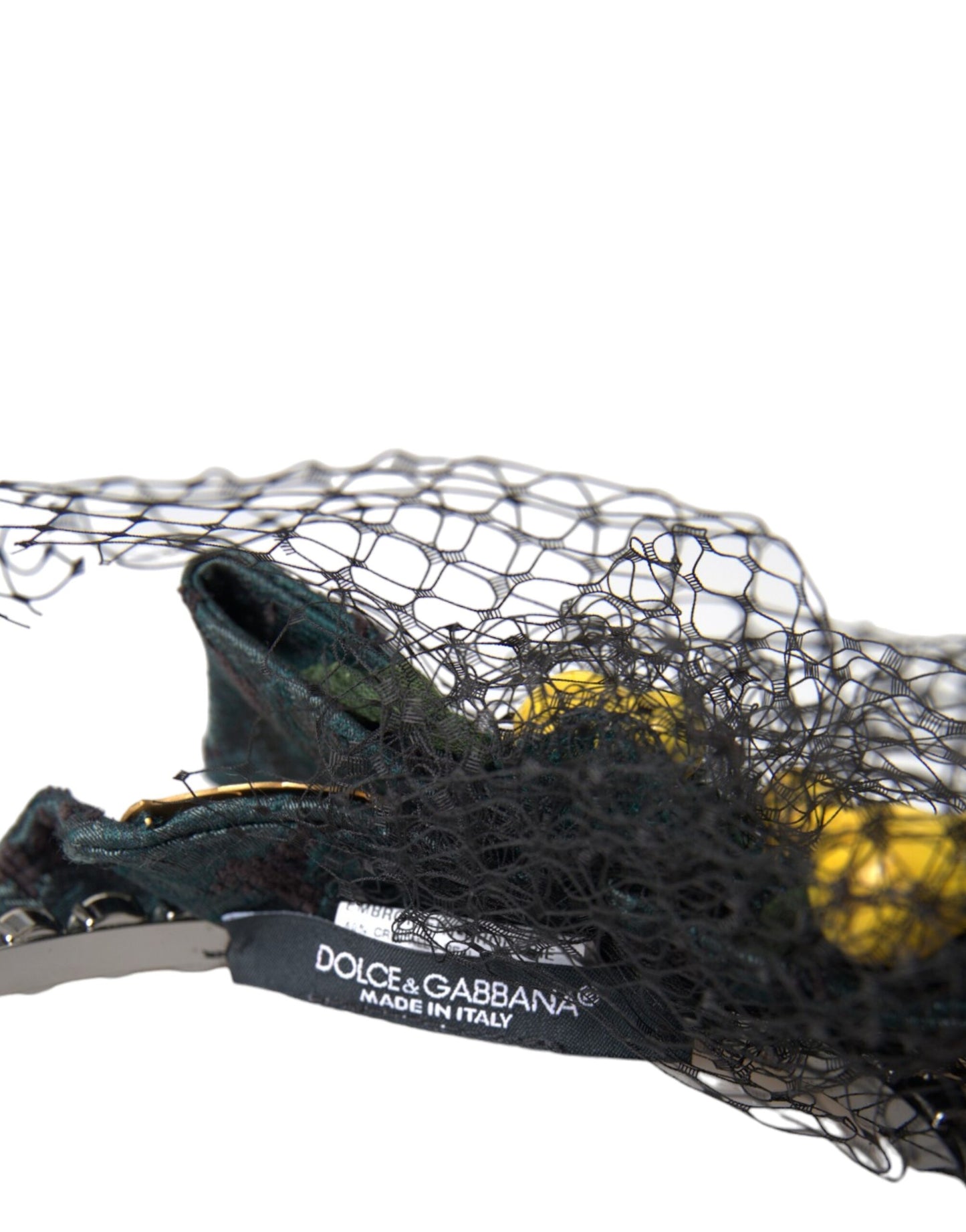 Dolce & Gabbana Black Lemons Sicily Purple Crystal Net Headband Diadem Curated Luxury Accessories by Orvyn