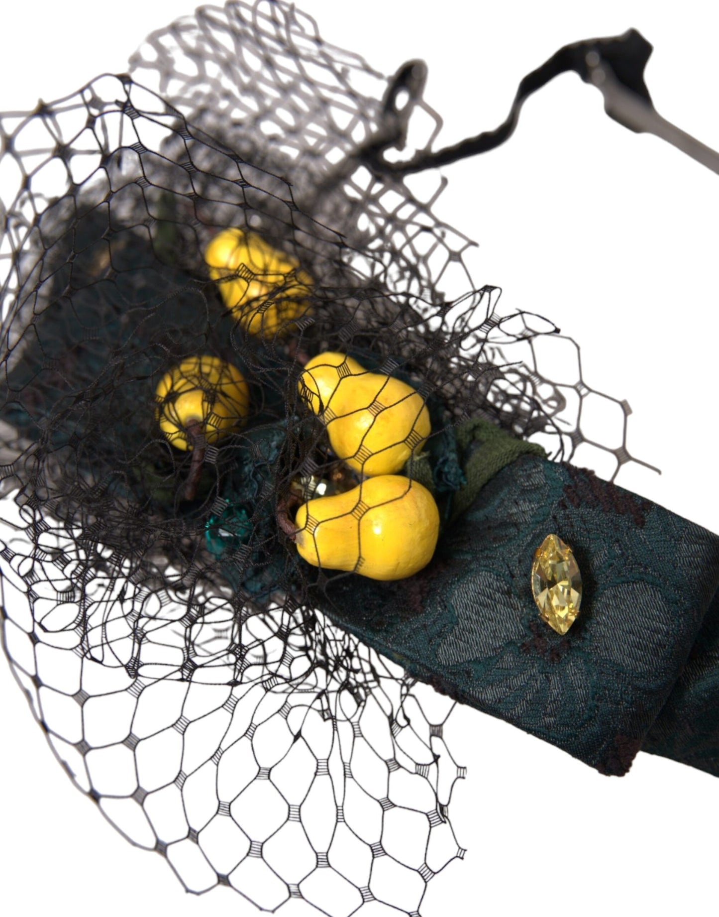 Dolce & Gabbana Black Lemons Sicily Purple Crystal Net Headband Diadem Curated Luxury Accessories by Orvyn