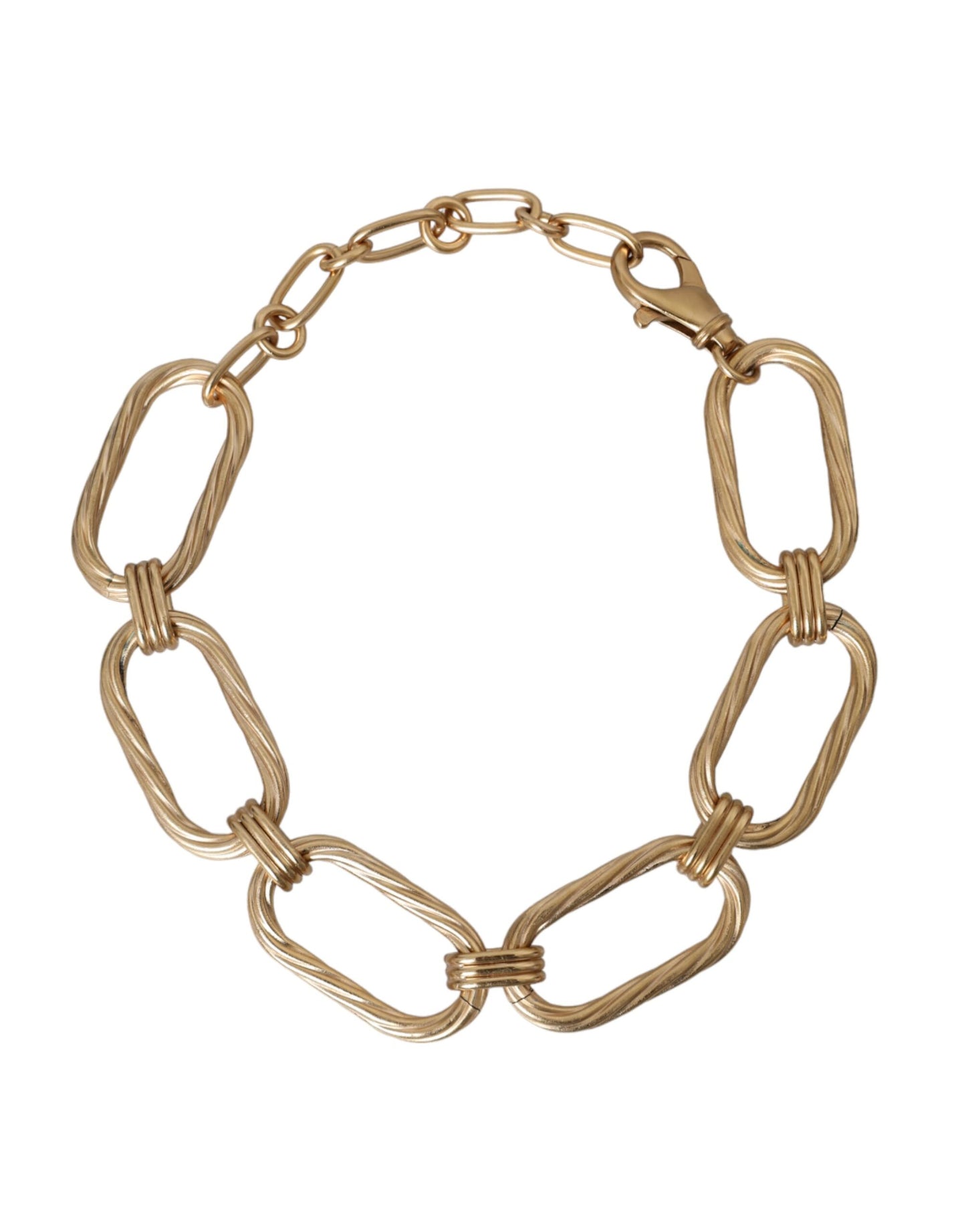 Dolce & Gabbana Gold Tone Brass Large Link Chain Jewelry Necklace Curated Luxury Accessories by Orvyn