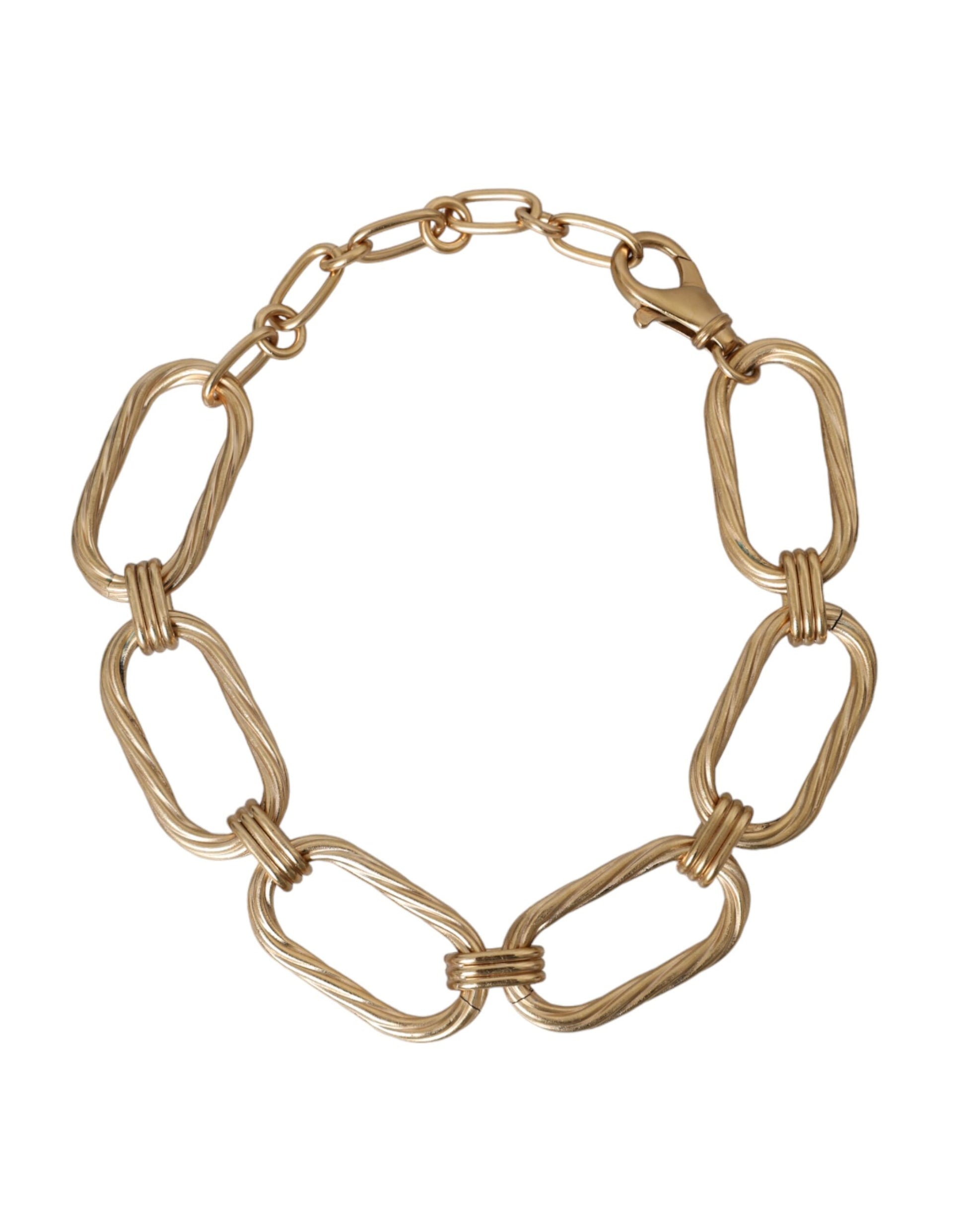 Dolce & Gabbana Gold Tone Brass Large Link Chain Jewelry Necklace Curated Luxury Accessories by Orvyn