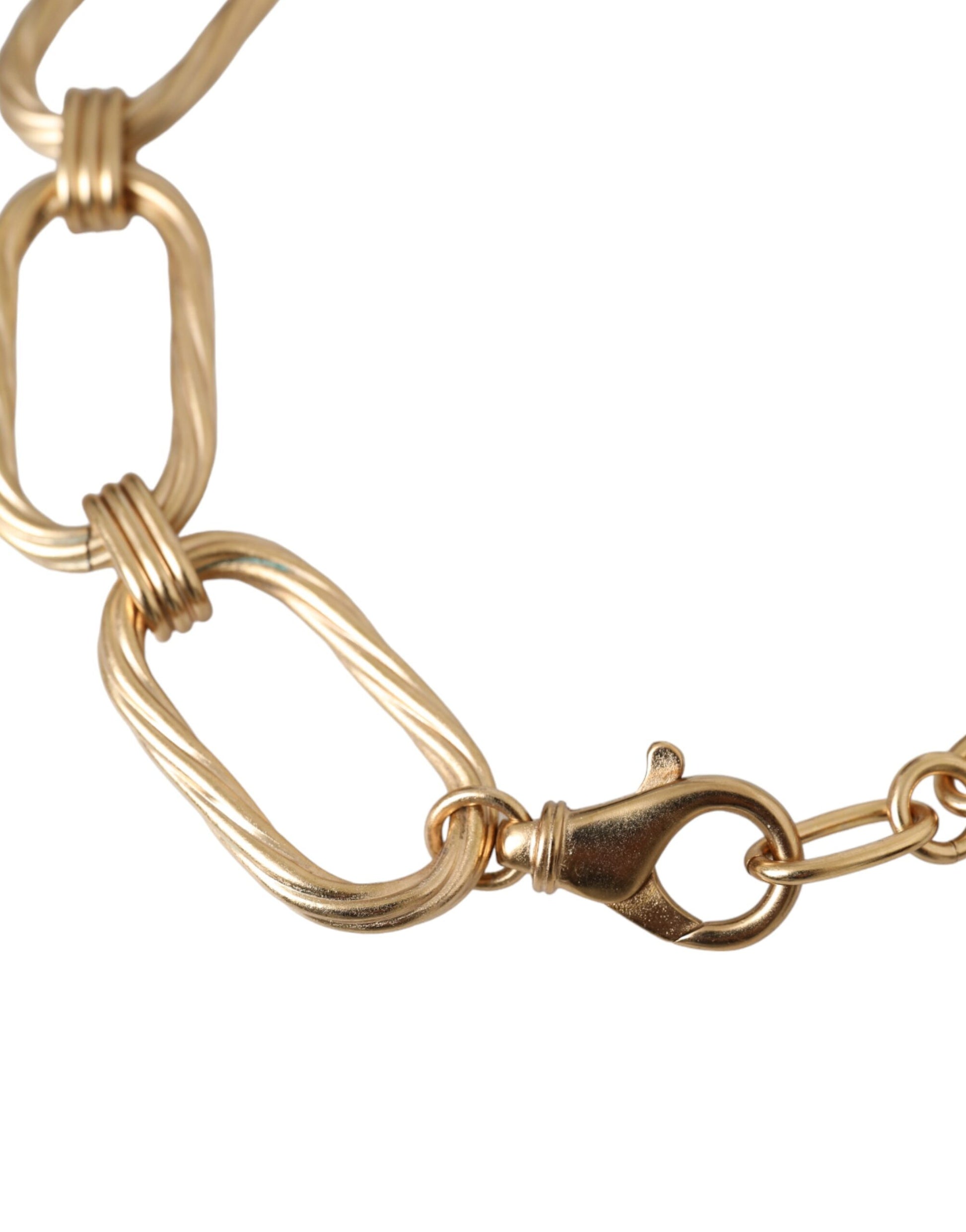 Dolce & Gabbana Gold Tone Brass Large Link Chain Jewelry Necklace Curated Luxury Accessories by Orvyn
