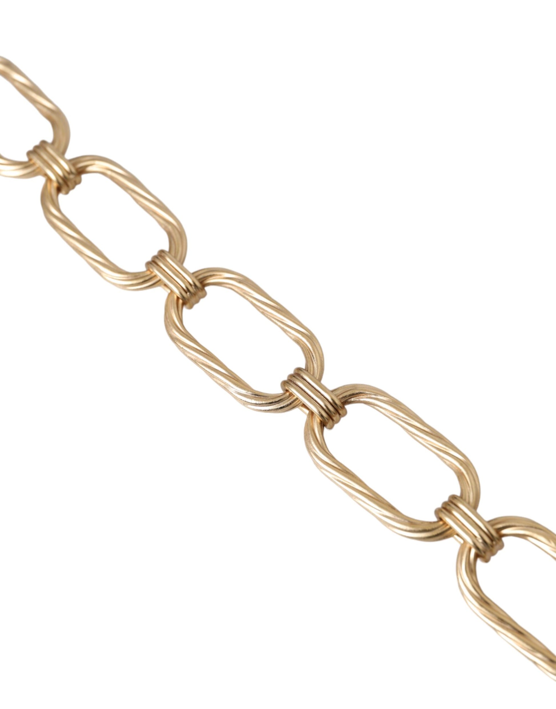 Dolce & Gabbana Gold Tone Brass Large Link Chain Jewelry Necklace Curated Luxury Accessories by Orvyn