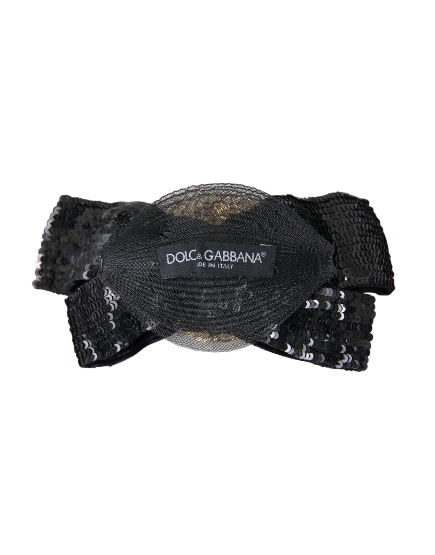 Dolce & Gabbana Black Sequin Pearl Handmade Brooch Hair Pin Curated Luxury Accessories by Orvyn