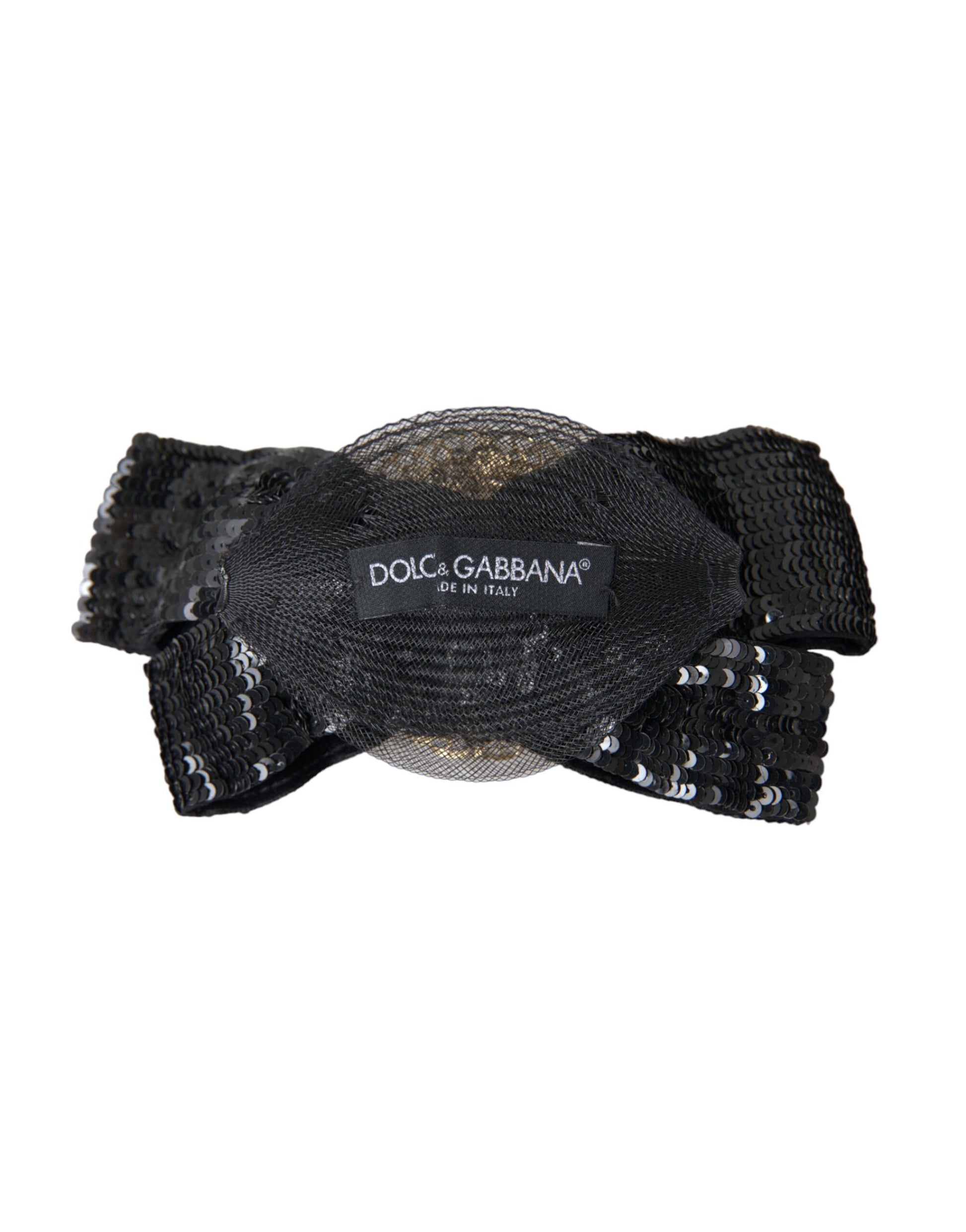 Dolce & Gabbana Black Sequin Pearl Handmade Brooch Hair Pin Curated Luxury Accessories by Orvyn
