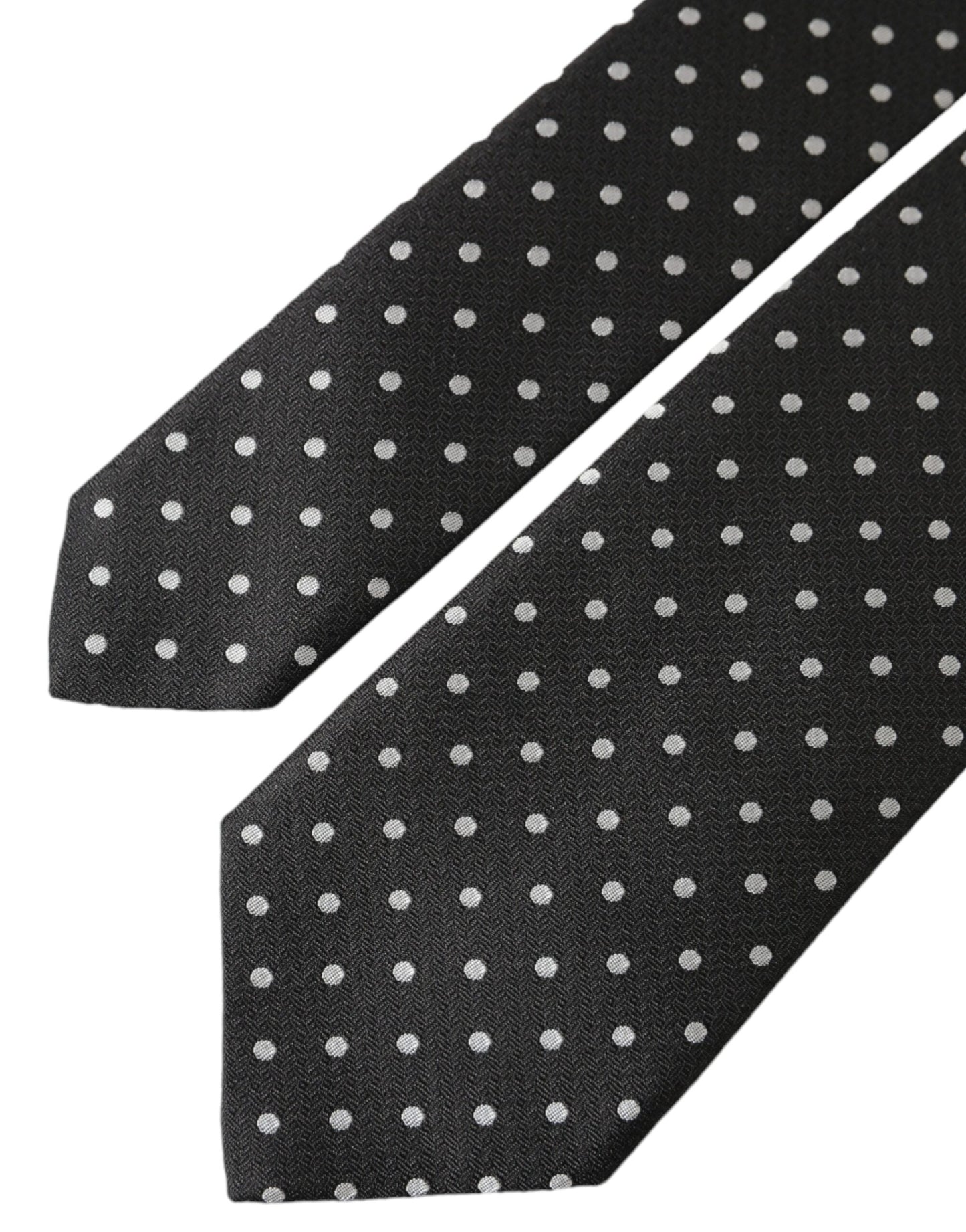 Dolce & Gabbana Black White Polka Dots 100% Silk Necktie Face Mask Curated Luxury Accessories by Orvyn