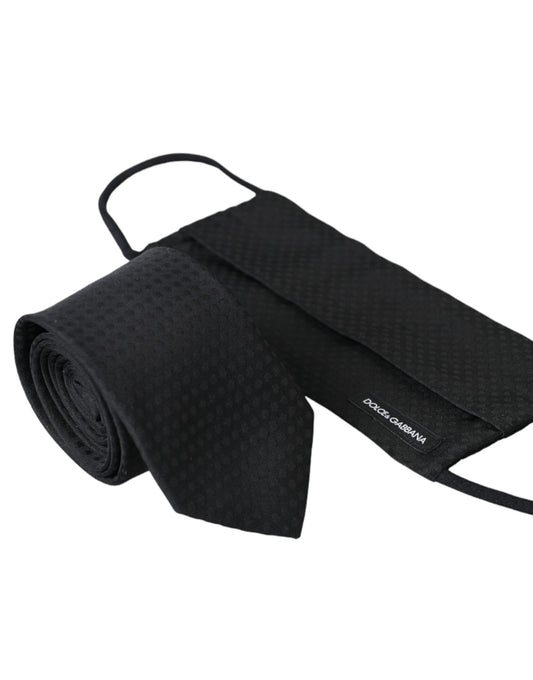 Dolce & Gabbana Black 100% Silk Adjustable Necktie Face Mask Curated Luxury Accessories by Orvyn