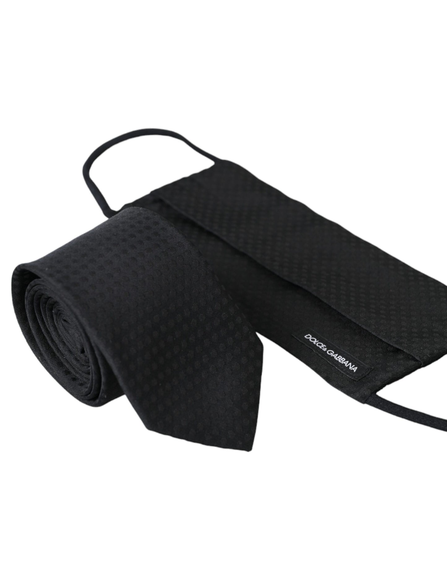 Dolce & Gabbana Black 100% Silk Adjustable Necktie Face Mask Curated Luxury Accessories by Orvyn