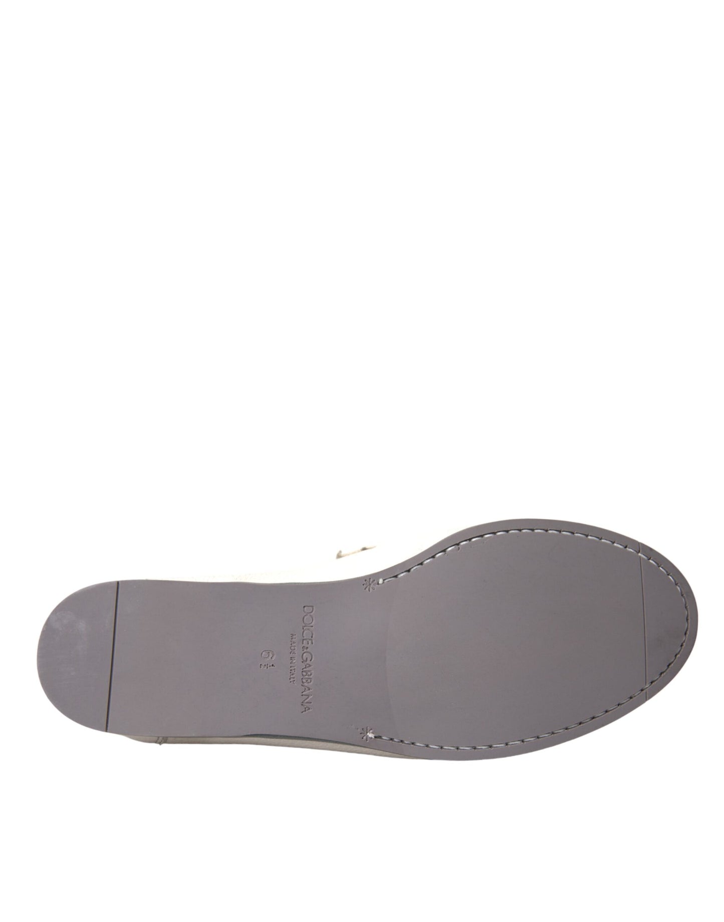 Dolce & Gabbana White Gray Leather Slip Mocassin Shoes Loafer Curated Luxury Accessories by Orvyn