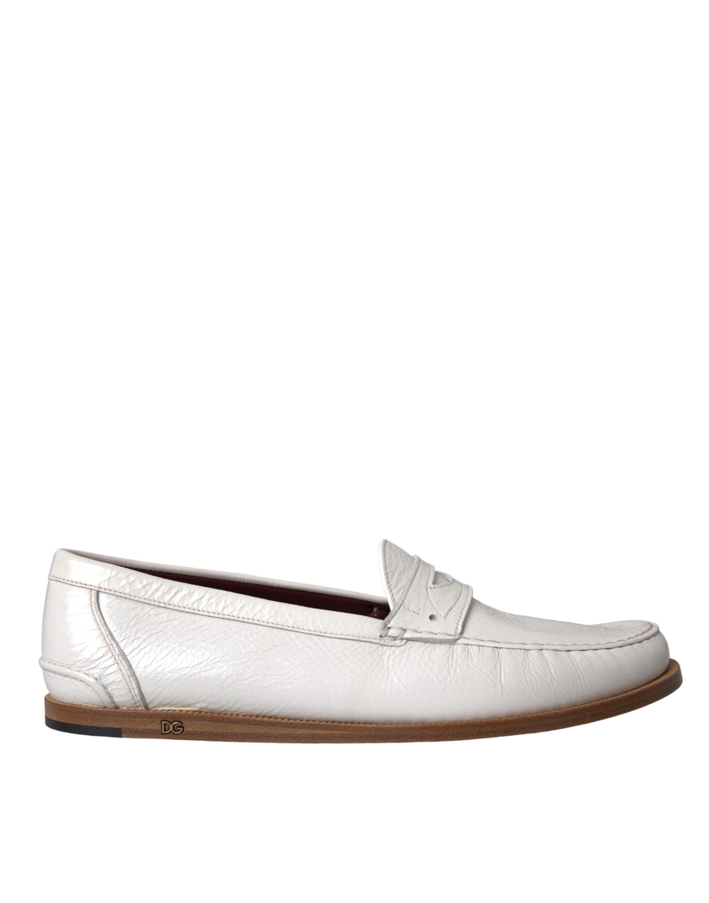 Dolce & Gabbana White Leather Slip On Mocassin Loafers Shoes Curated Luxury Accessories by Orvyn