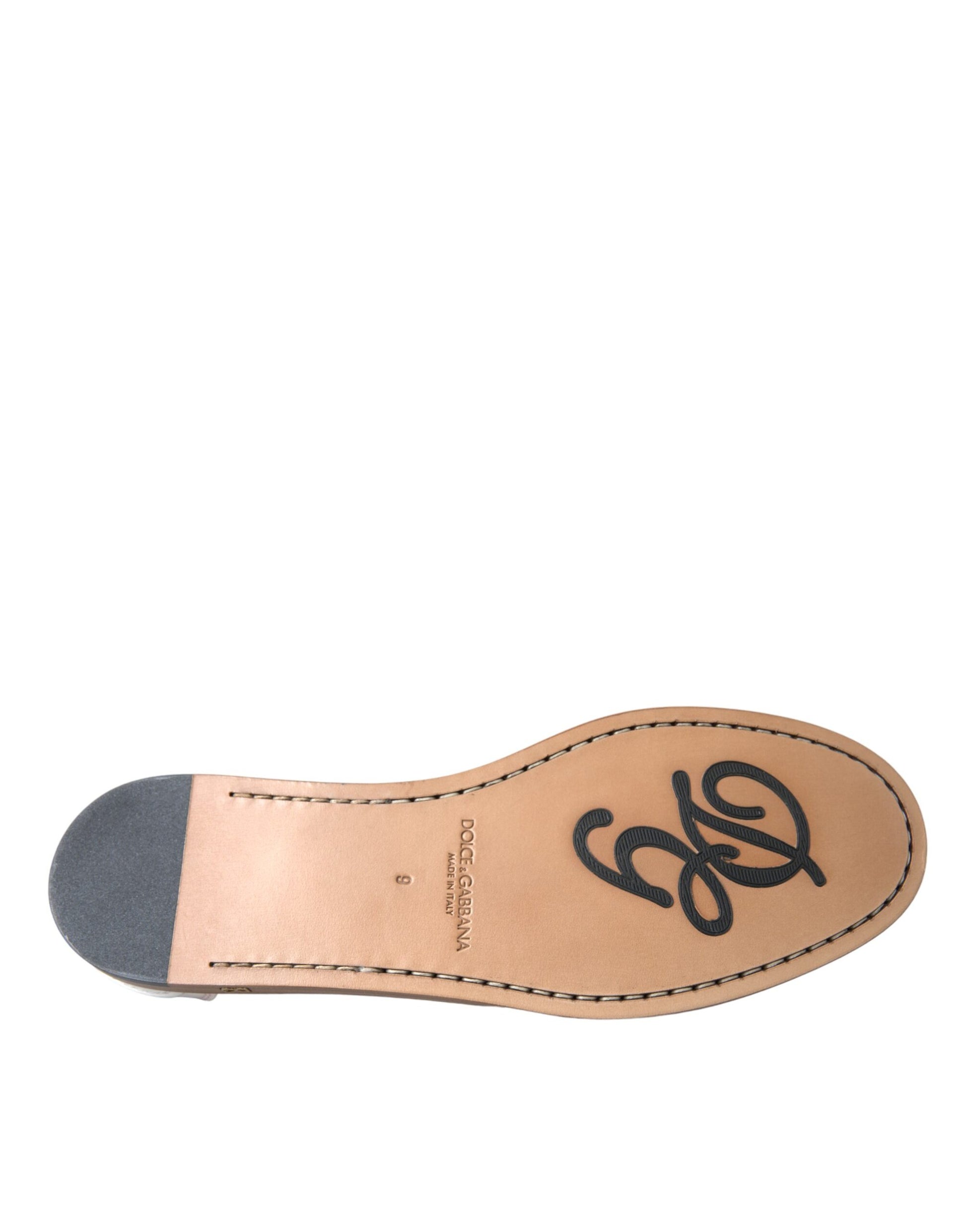 Dolce & Gabbana White Leather Slip On Mocassin Loafers Shoes Curated Luxury Accessories by Orvyn
