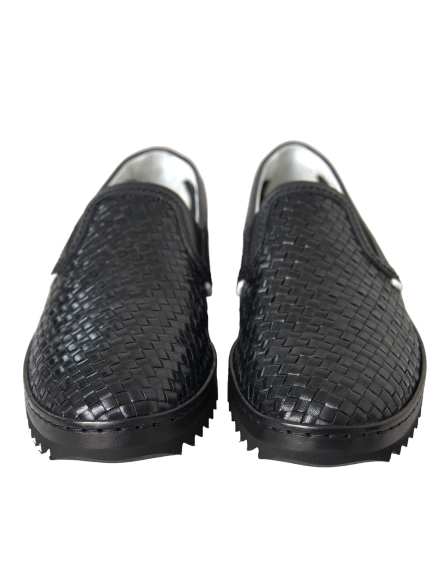 Dolce & Gabbana Black Woven Buffalo Leather Men Loafers Shoes Curated Luxury Accessories by Orvyn