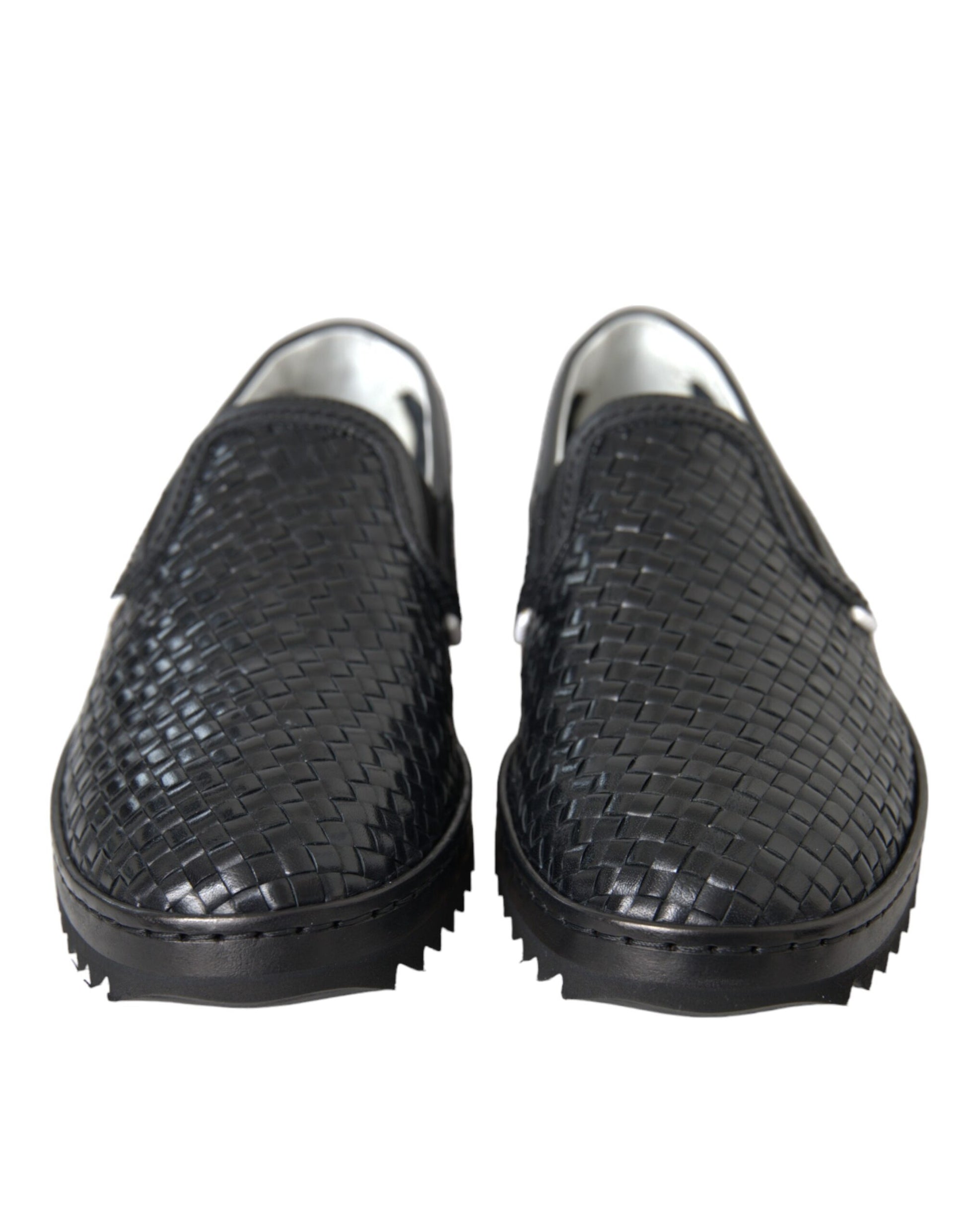 Dolce & Gabbana Black Woven Buffalo Leather Men Loafers Shoes Curated Luxury Accessories by Orvyn