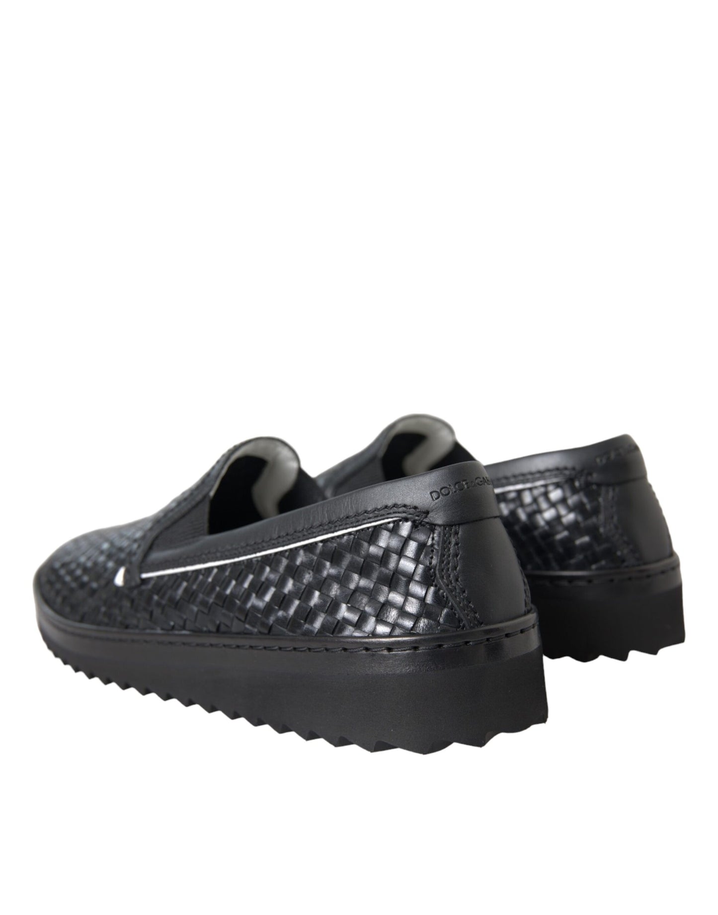 Dolce & Gabbana Black Woven Buffalo Leather Men Loafers Shoes Curated Luxury Accessories by Orvyn