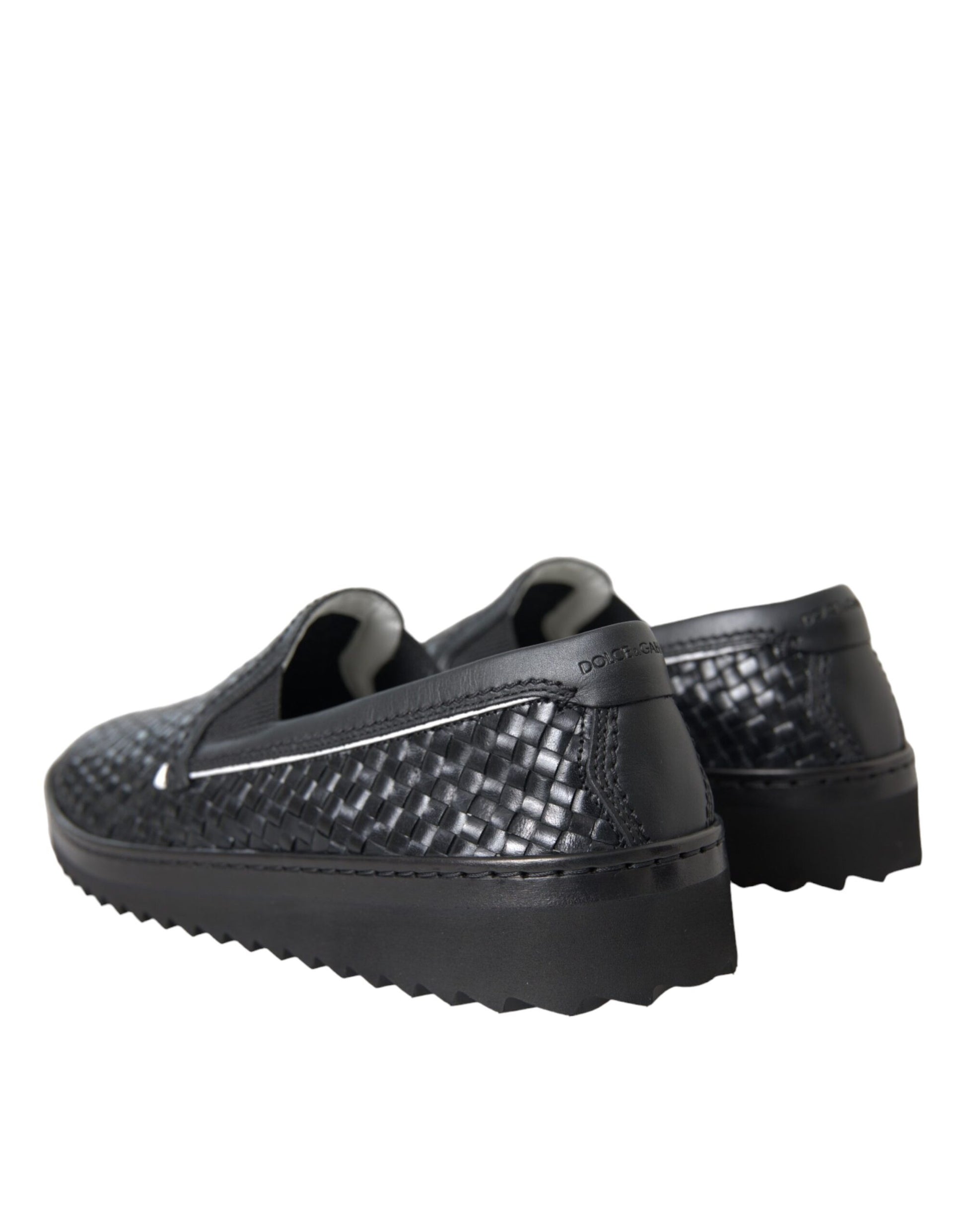 Dolce & Gabbana Black Woven Buffalo Leather Men Loafers Shoes Curated Luxury Accessories by Orvyn