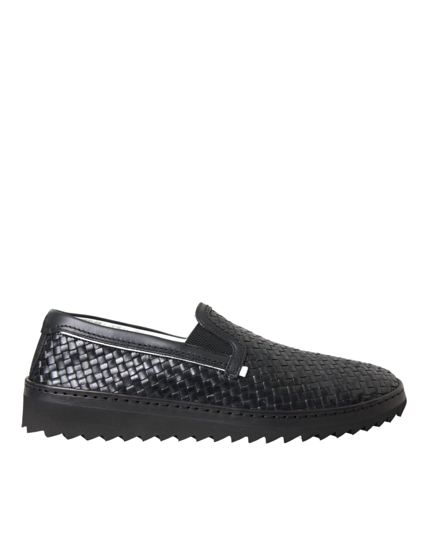 Dolce & Gabbana Black Woven Buffalo Leather Men Loafers Shoes Curated Luxury Accessories by Orvyn