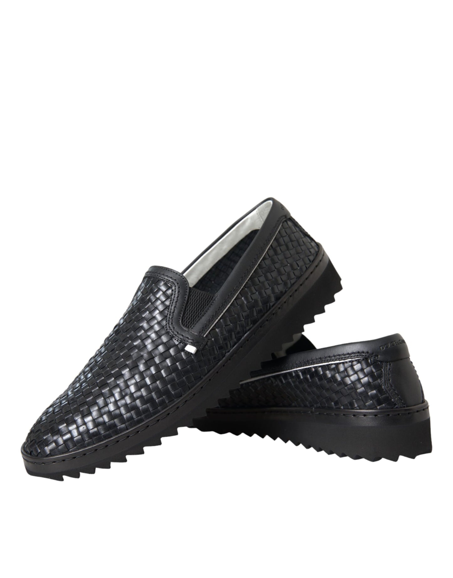 Dolce & Gabbana Black Woven Buffalo Leather Men Loafers Shoes Curated Luxury Accessories by Orvyn
