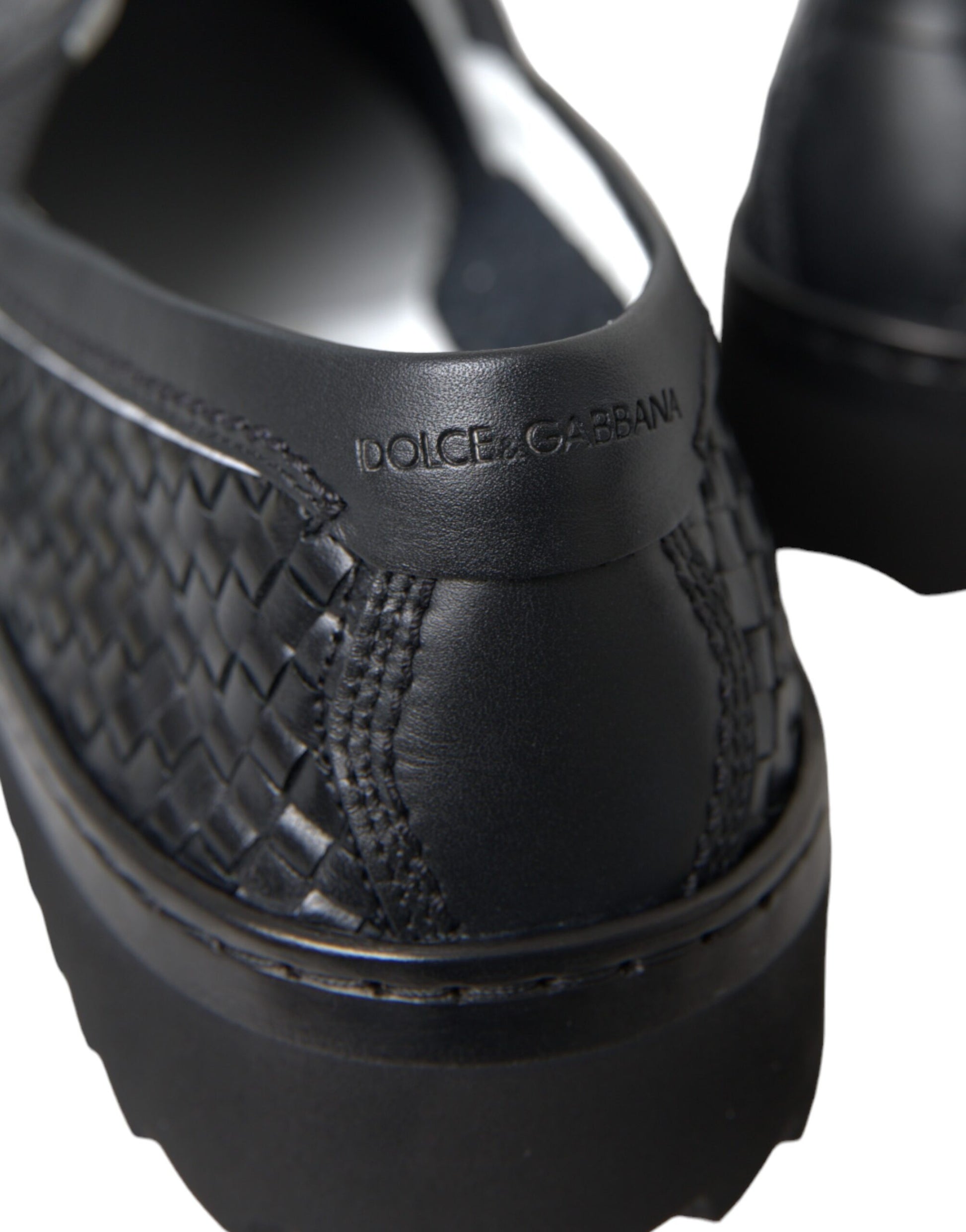 Dolce & Gabbana Black Woven Buffalo Leather Men Loafers Shoes Curated Luxury Accessories by Orvyn