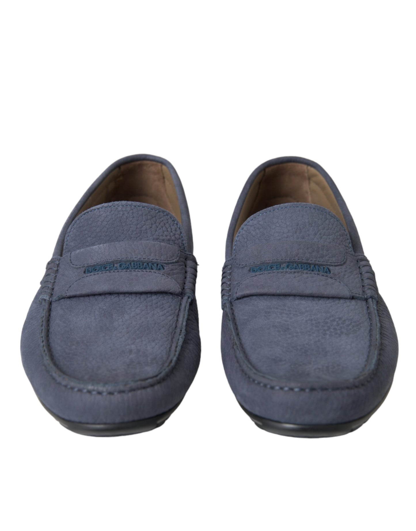 Dolce & Gabbana Blue Calf Leather Slip On Moccasin Shoes Curated Luxury Accessories by Orvyn