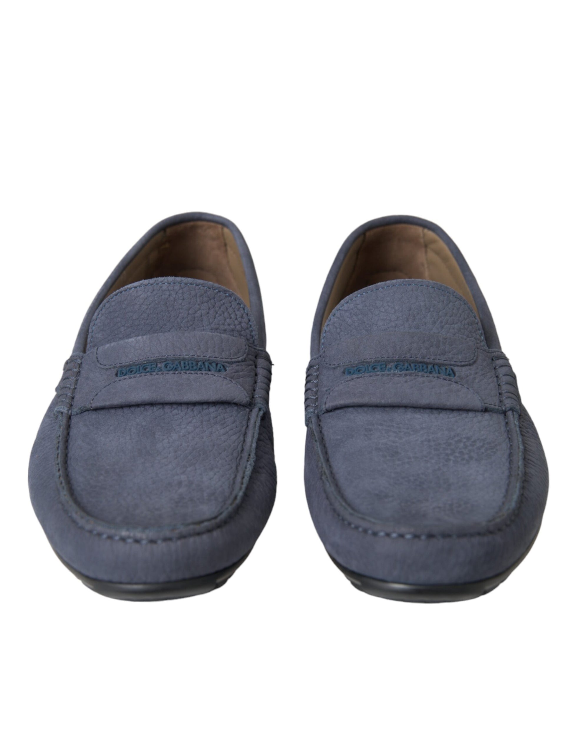 Dolce & Gabbana Blue Calf Leather Slip On Moccasin Shoes Curated Luxury Accessories by Orvyn