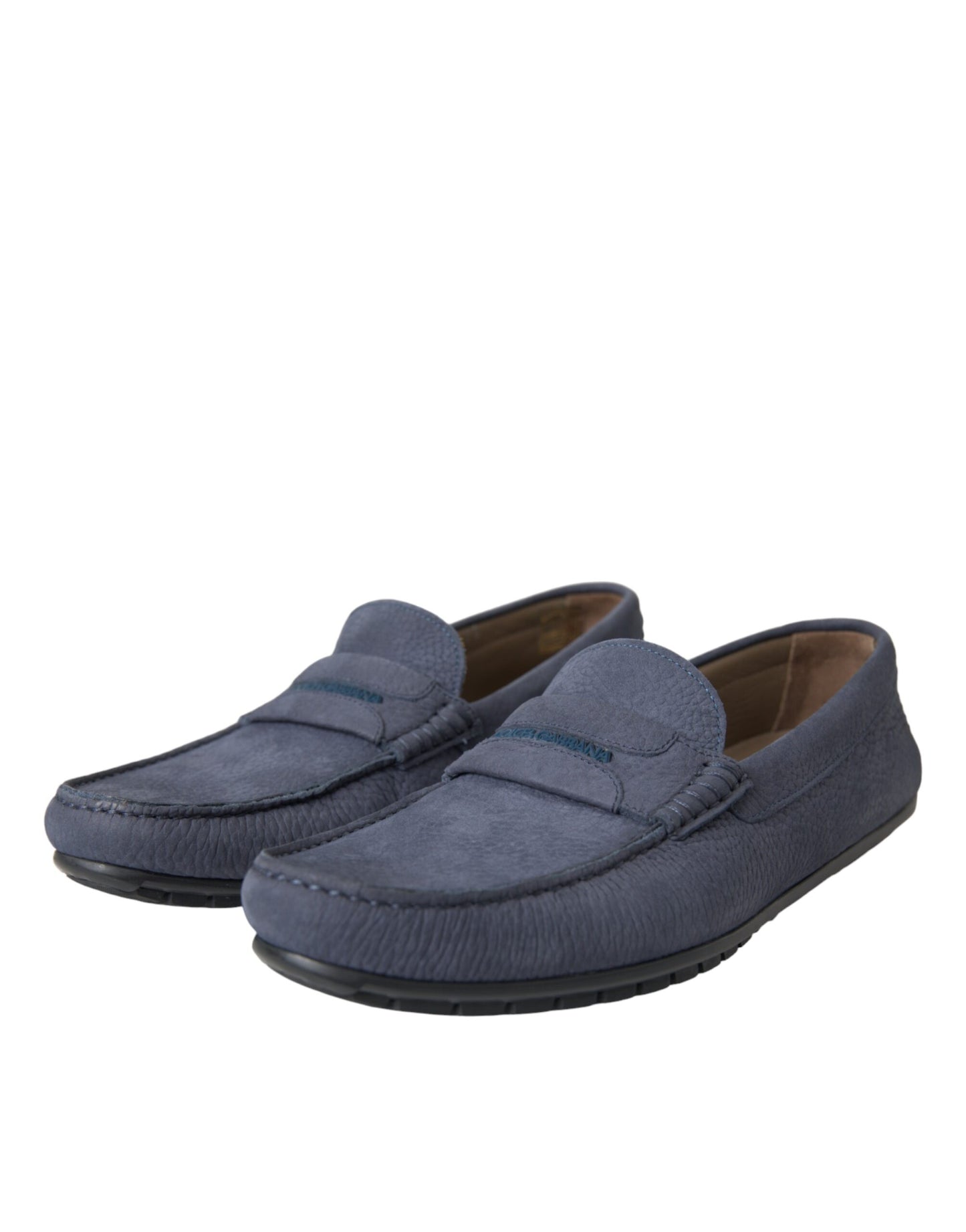 Dolce & Gabbana Blue Calf Leather Slip On Moccasin Shoes Curated Luxury Accessories by Orvyn