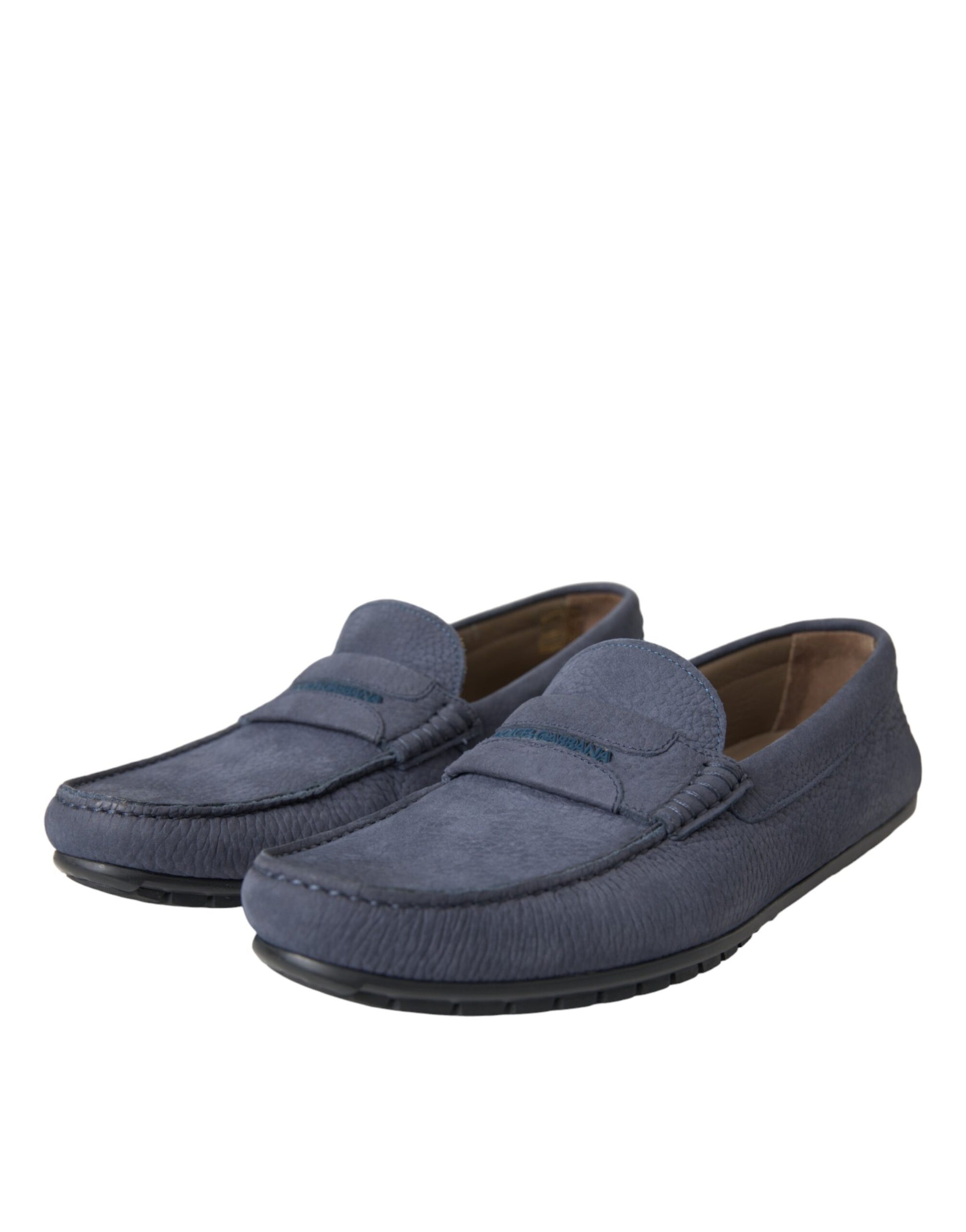 Dolce & Gabbana Blue Calf Leather Slip On Moccasin Shoes Curated Luxury Accessories by Orvyn