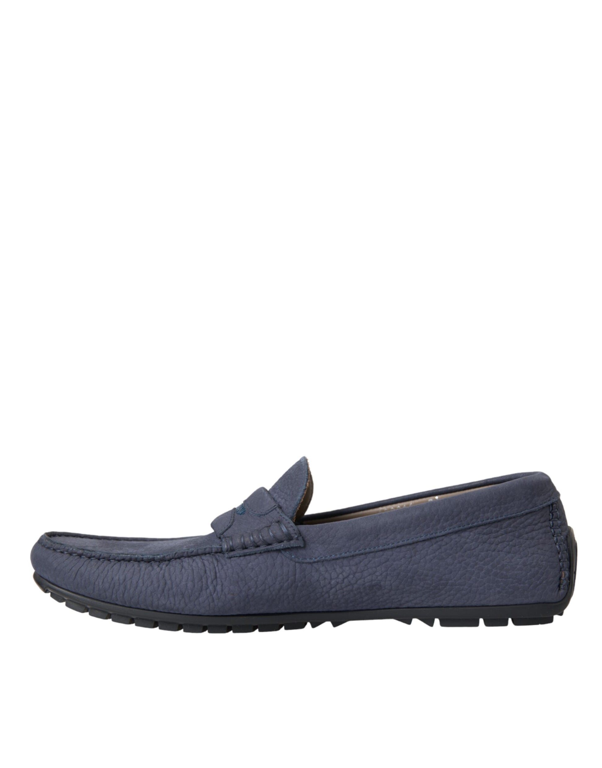 Dolce & Gabbana Blue Calf Leather Slip On Moccasin Shoes Curated Luxury Accessories by Orvyn