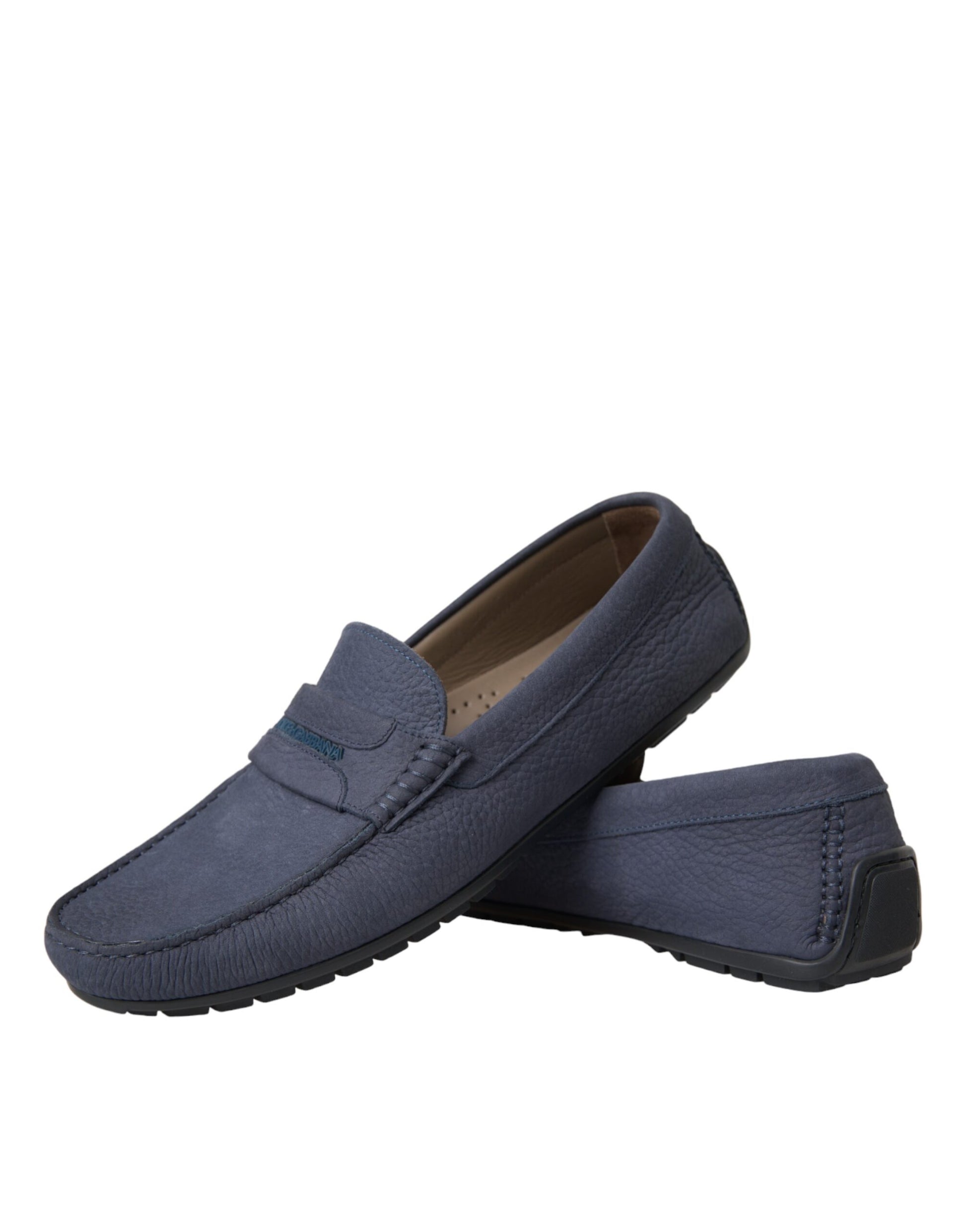 Dolce & Gabbana Blue Calf Leather Slip On Moccasin Shoes Curated Luxury Accessories by Orvyn