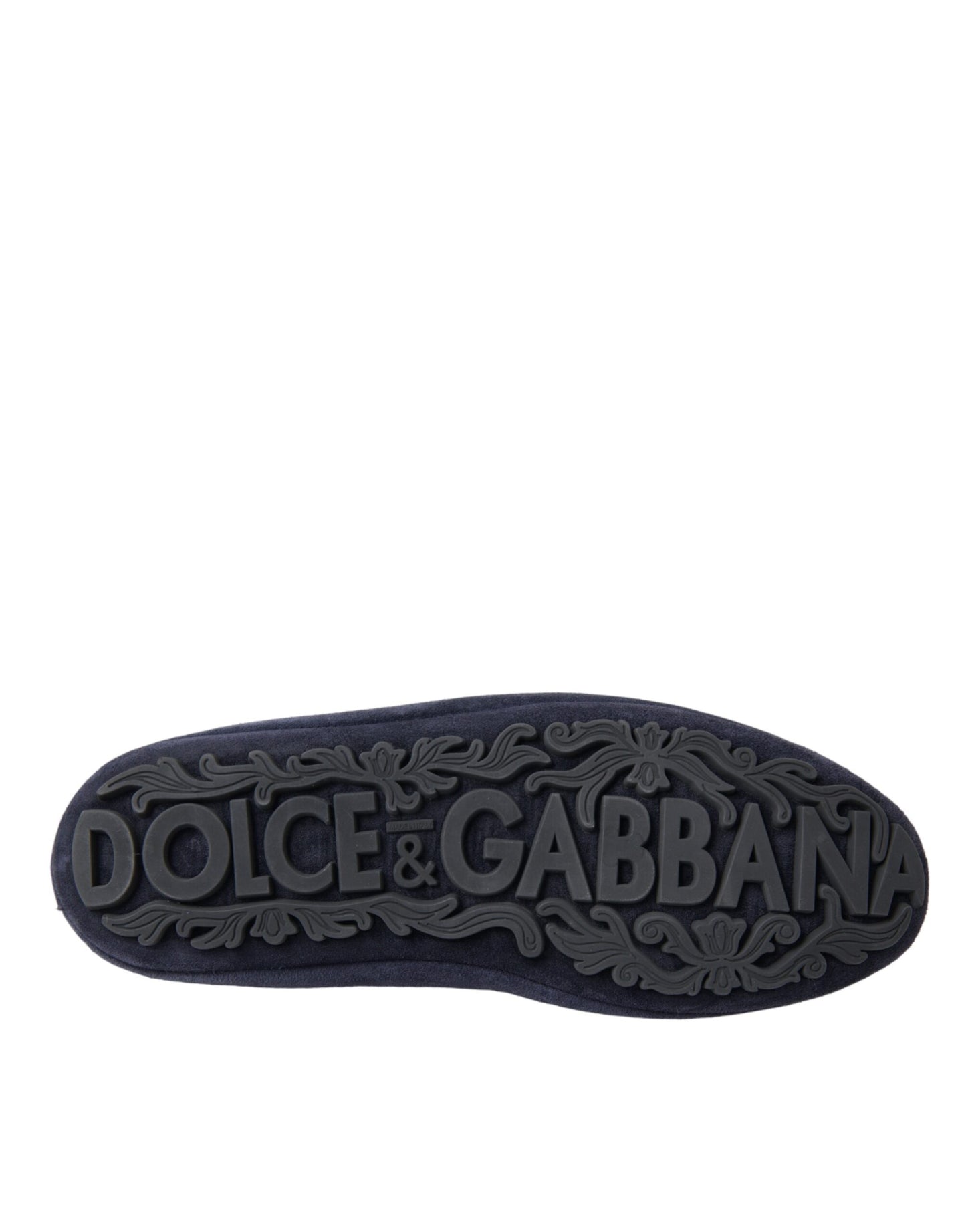 Dolce & Gabbana Blue Leather Suede Crystal Crown Loafers Shoes Curated Luxury Accessories by Orvyn