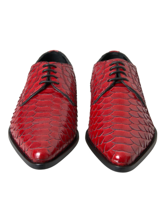 Dolce & Gabbana Red Textured Varnished Derby Men Formal Shoes Curated Luxury Accessories by Orvyn