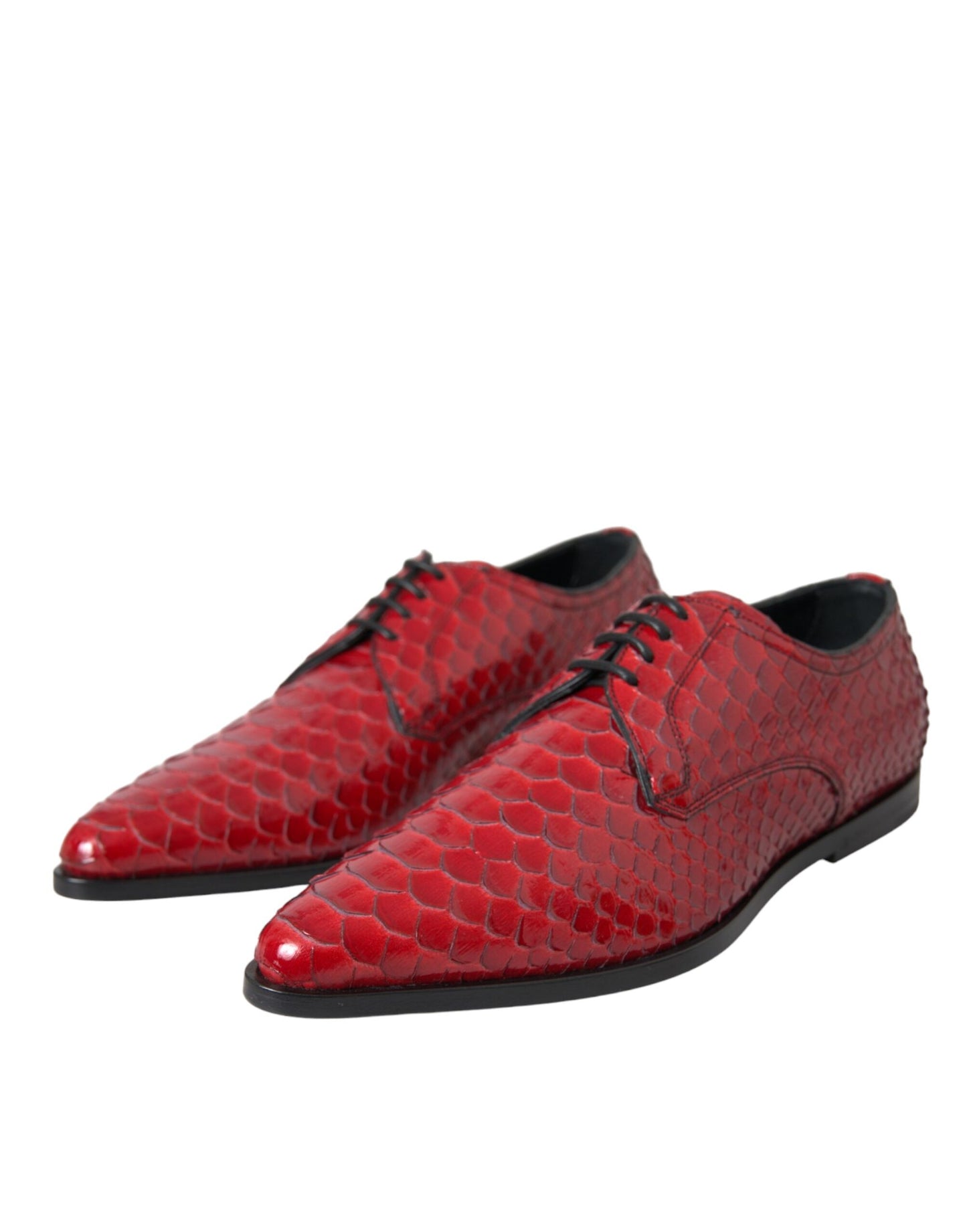 Dolce & Gabbana Red Textured Varnished Derby Men Formal Shoes Curated Luxury Accessories by Orvyn